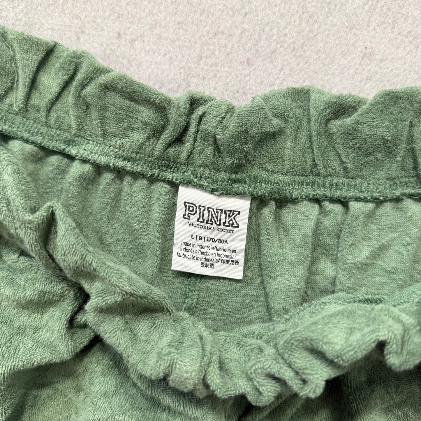 Victoria’s Secret PINK Women's Soft Pine Terry Cloth Varsity Shorts Beach Size L