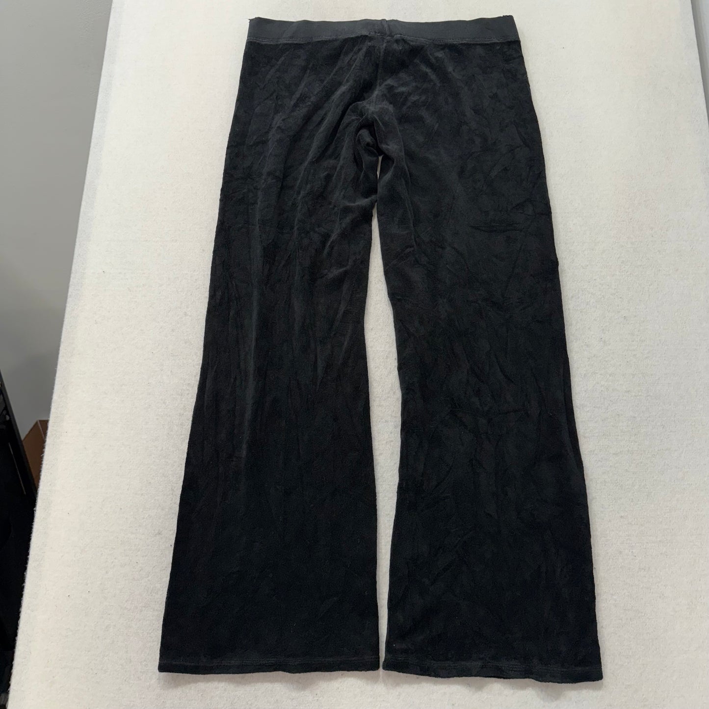 2003 Vintage Juicy Couture Women's Black Terrycloth Flared Track Pant Y2K Size M