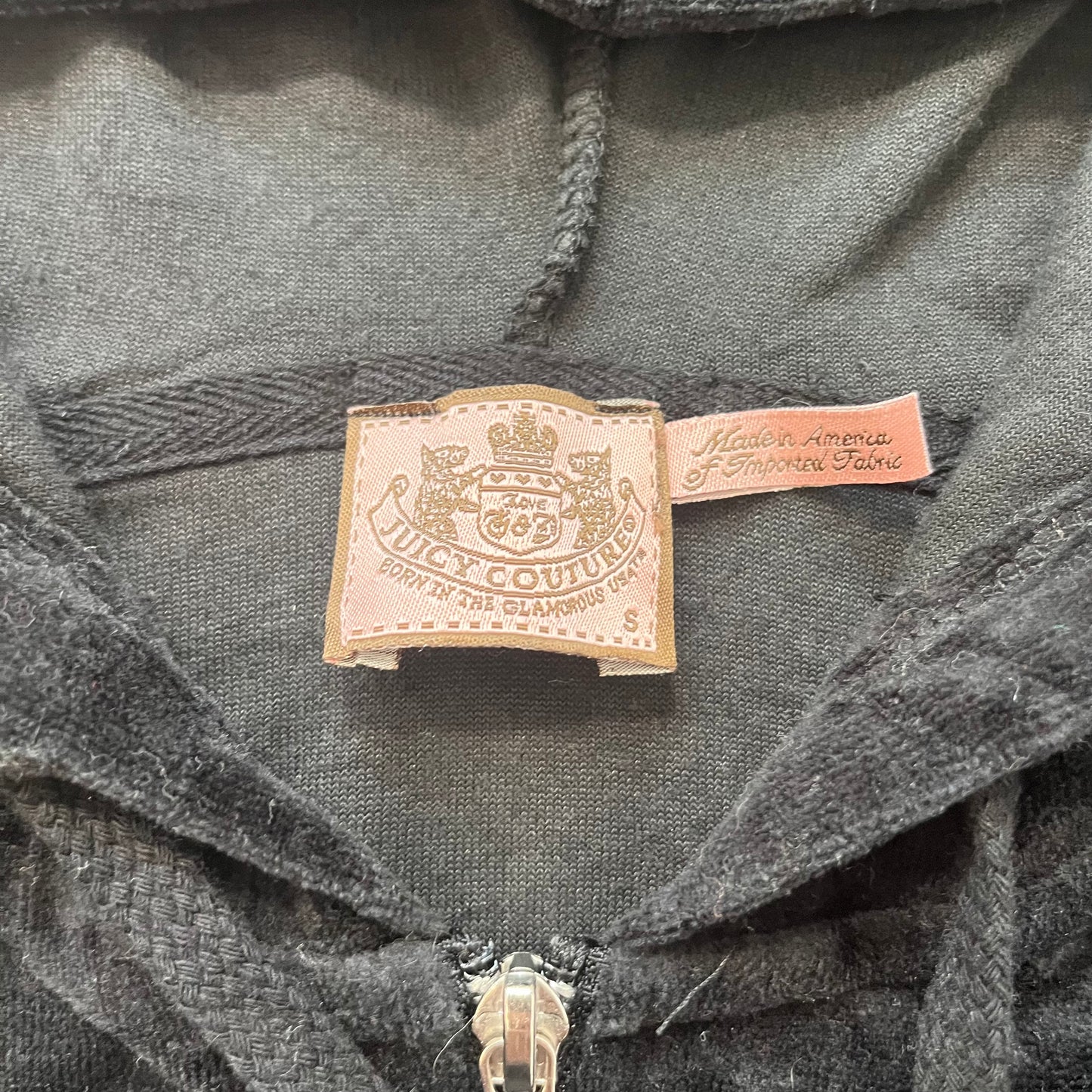 Vintage Juicy Couture Womens Black Velour Tracksuit Set Hoodie & Pant Y2k Size S