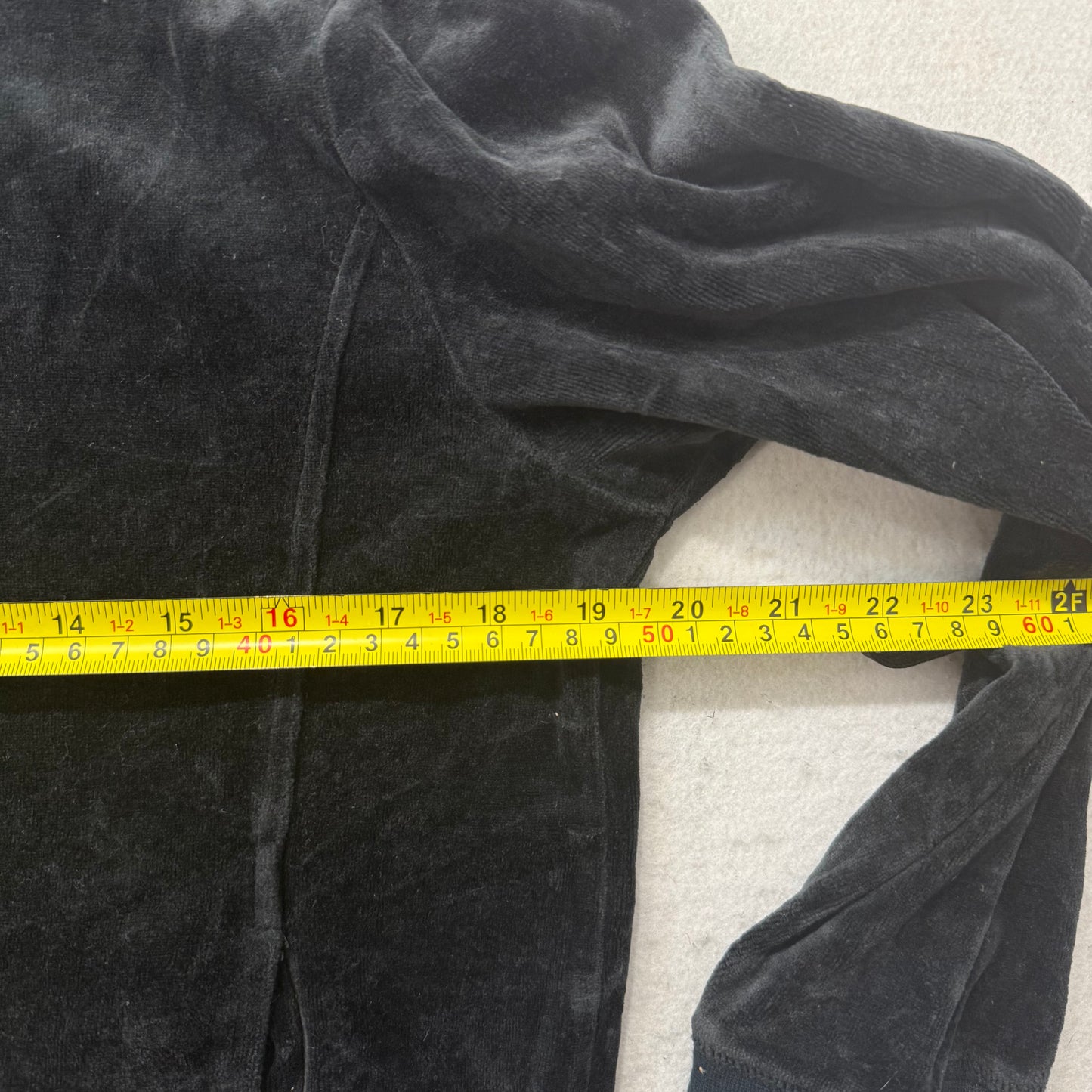 Juicy Couture Women Black Velour Tracksuit Set Zip Up Hoodie & Flare Pant Size S