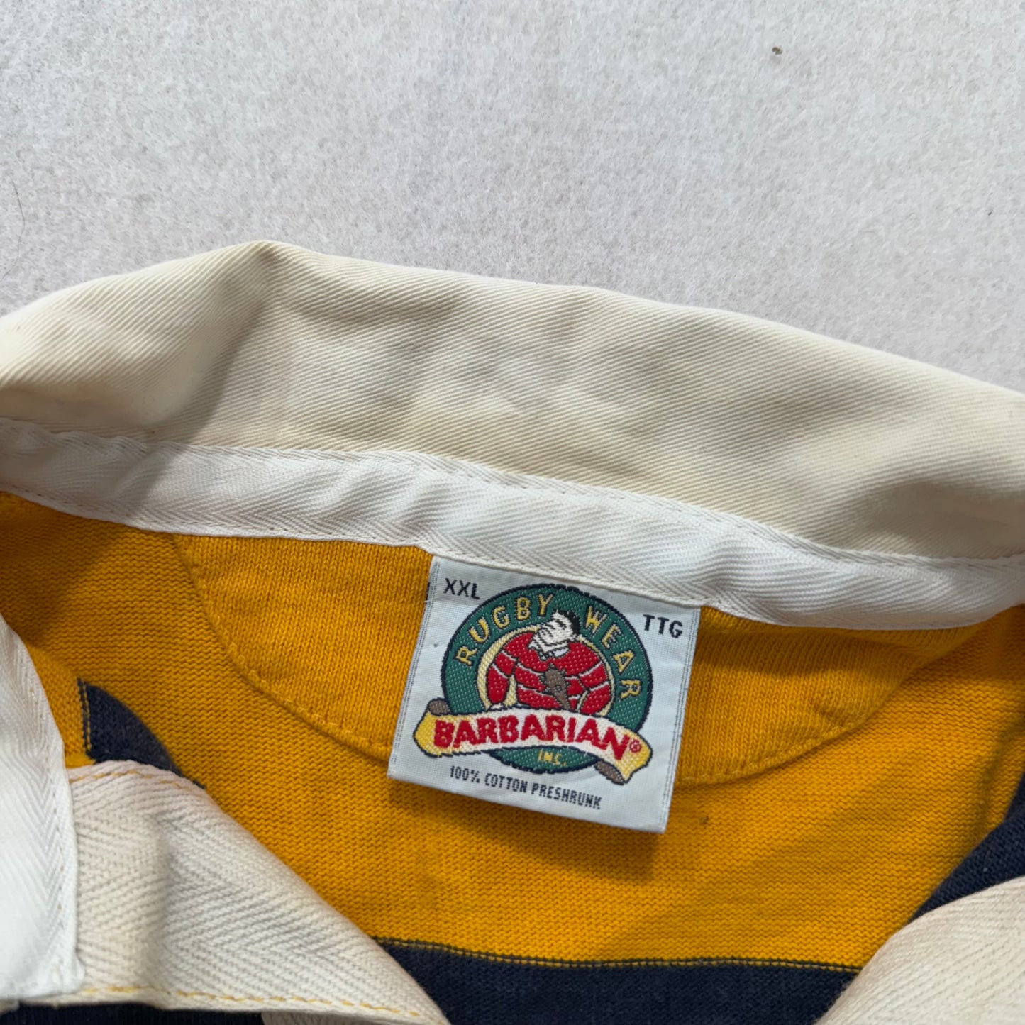 Barbarian Rugby Wear St. Mary’s College Navy & Yellow Striped Rugby Shirt Size XXL