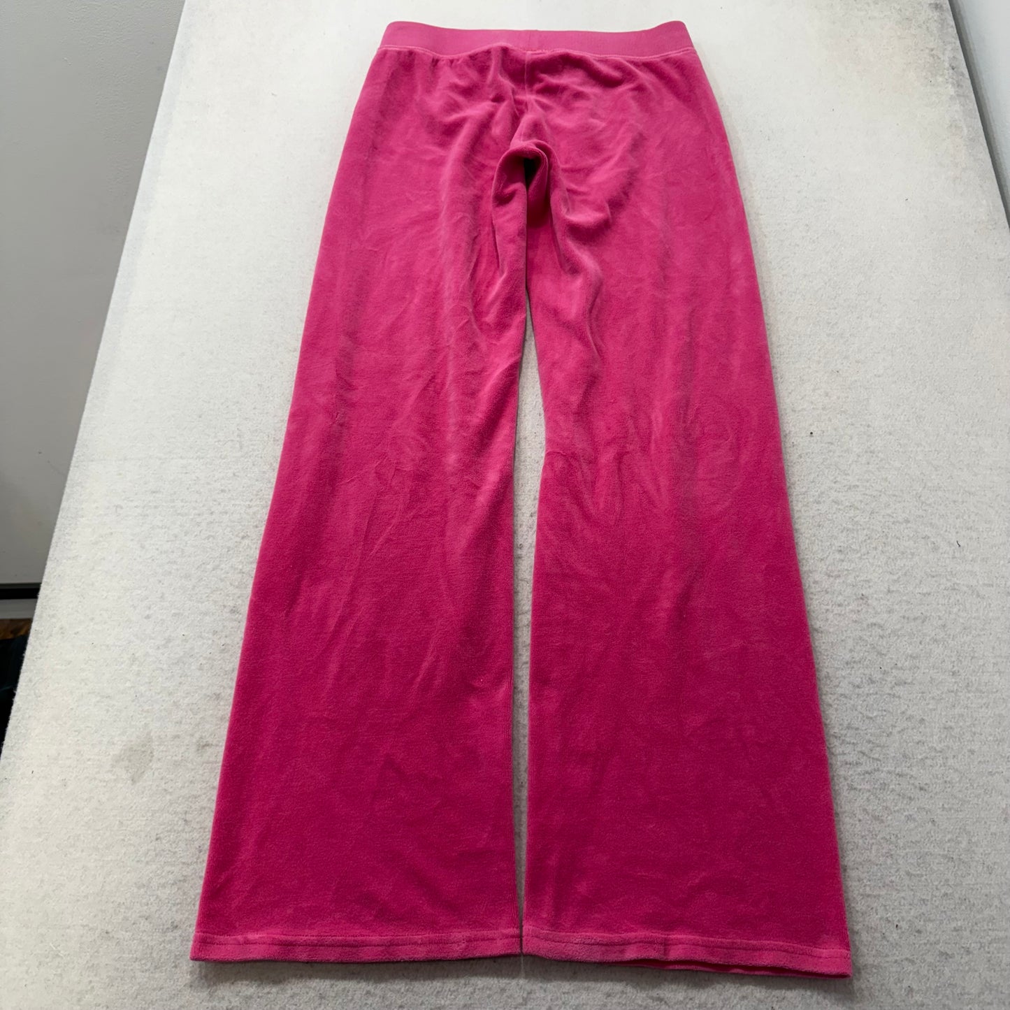 Vintage Juicy Couture Women Hot Pink Velour Flared Track Pants Loungewear Size S