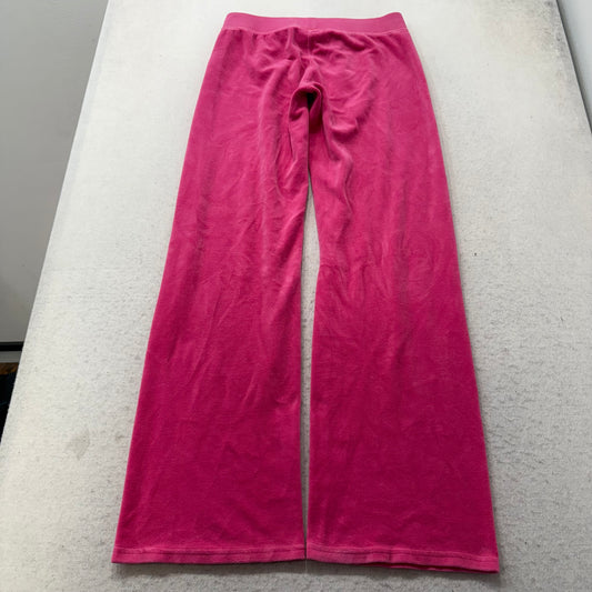 Vintage Juicy Couture Women Hot Pink Velour Flared Track Pants Loungewear Size S