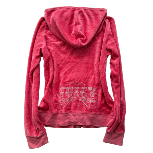 Juicy Couture “Juicy Trust Fund" Women's Pink Velour Full Zip Hoodie Y2k Size 14