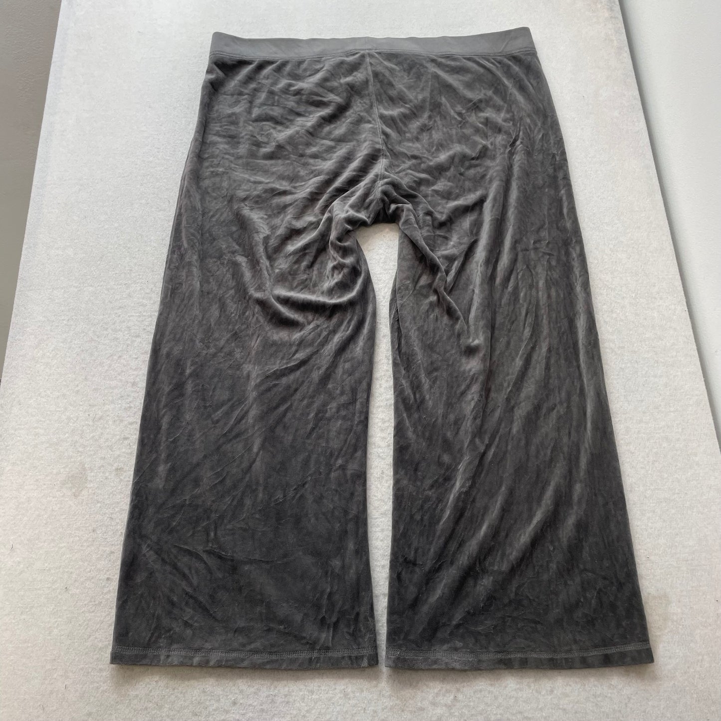 Juicy Couture Womens Charcoal Gray Velour Wide Leg Track Pant Drawstring Size 1X