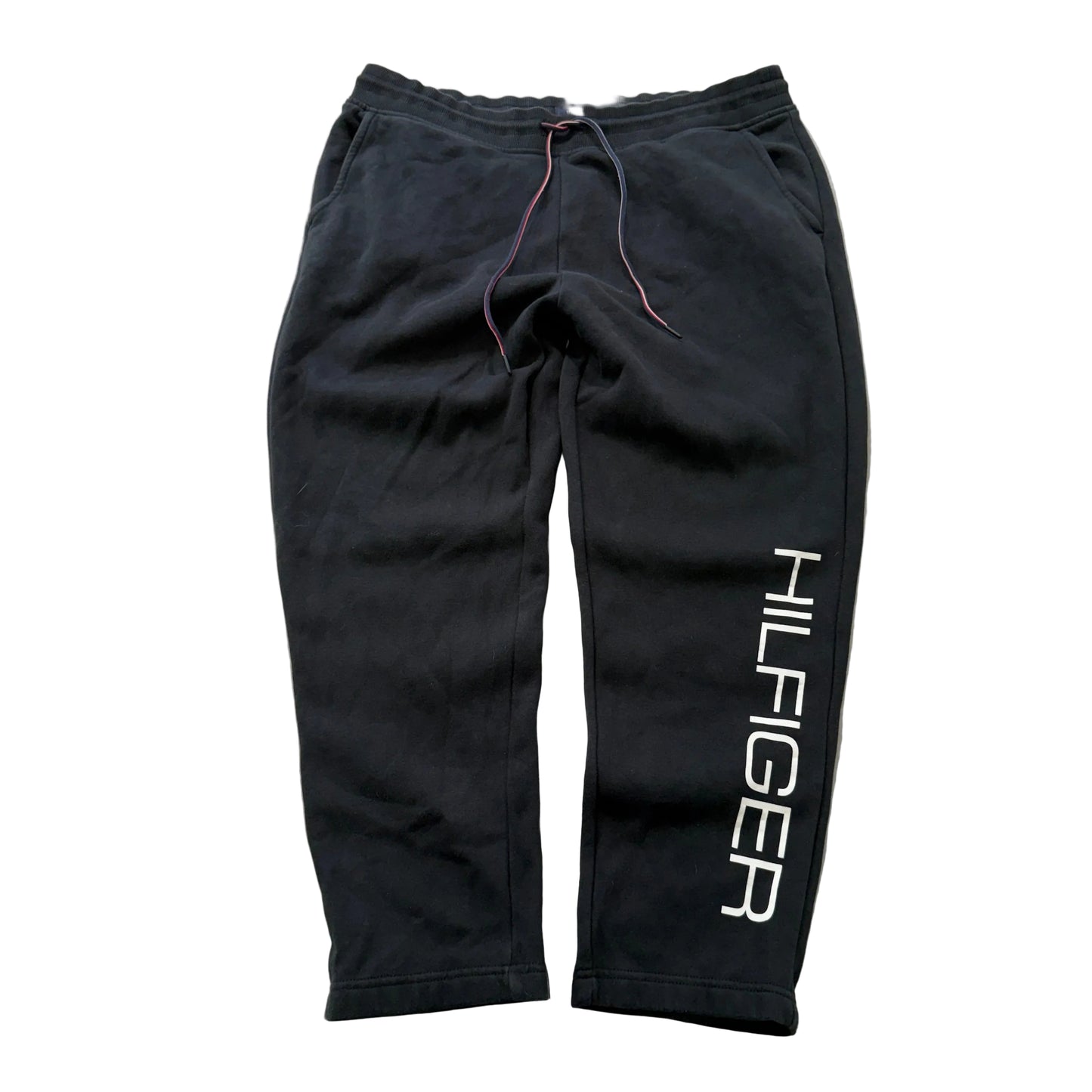 Tommy Hilfiger Men's Black Fleece Sweatpants Drawstring Pockets Graphic Size XL