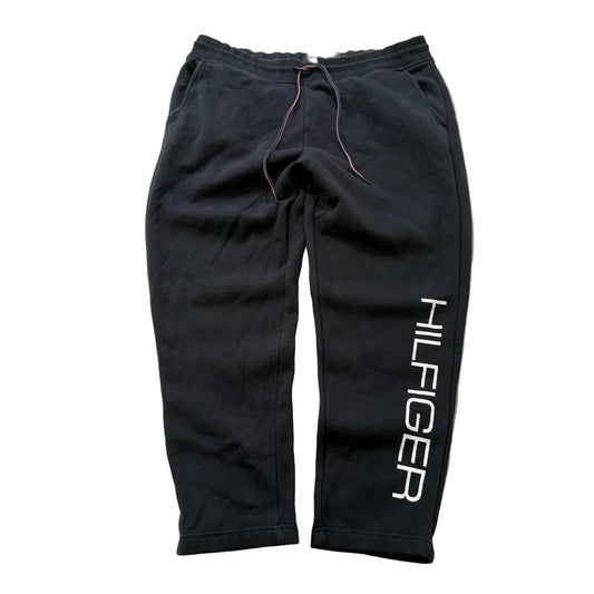 Tommy Hilfiger Men's Black Fleece Sweatpants Drawstring Pockets Graphic Size XL