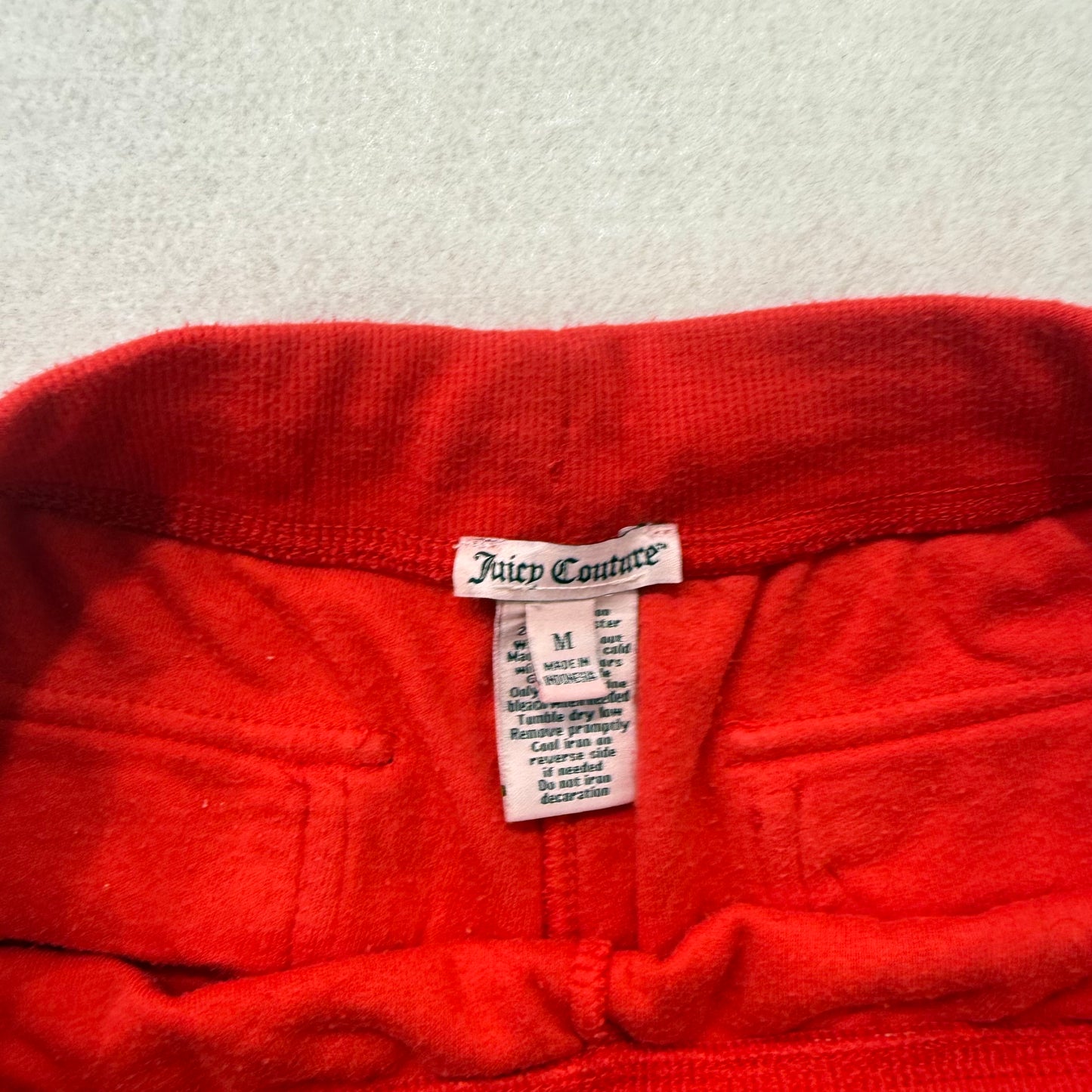Vintage Juicy Couture rhinestone red terry cloth capris pants size M