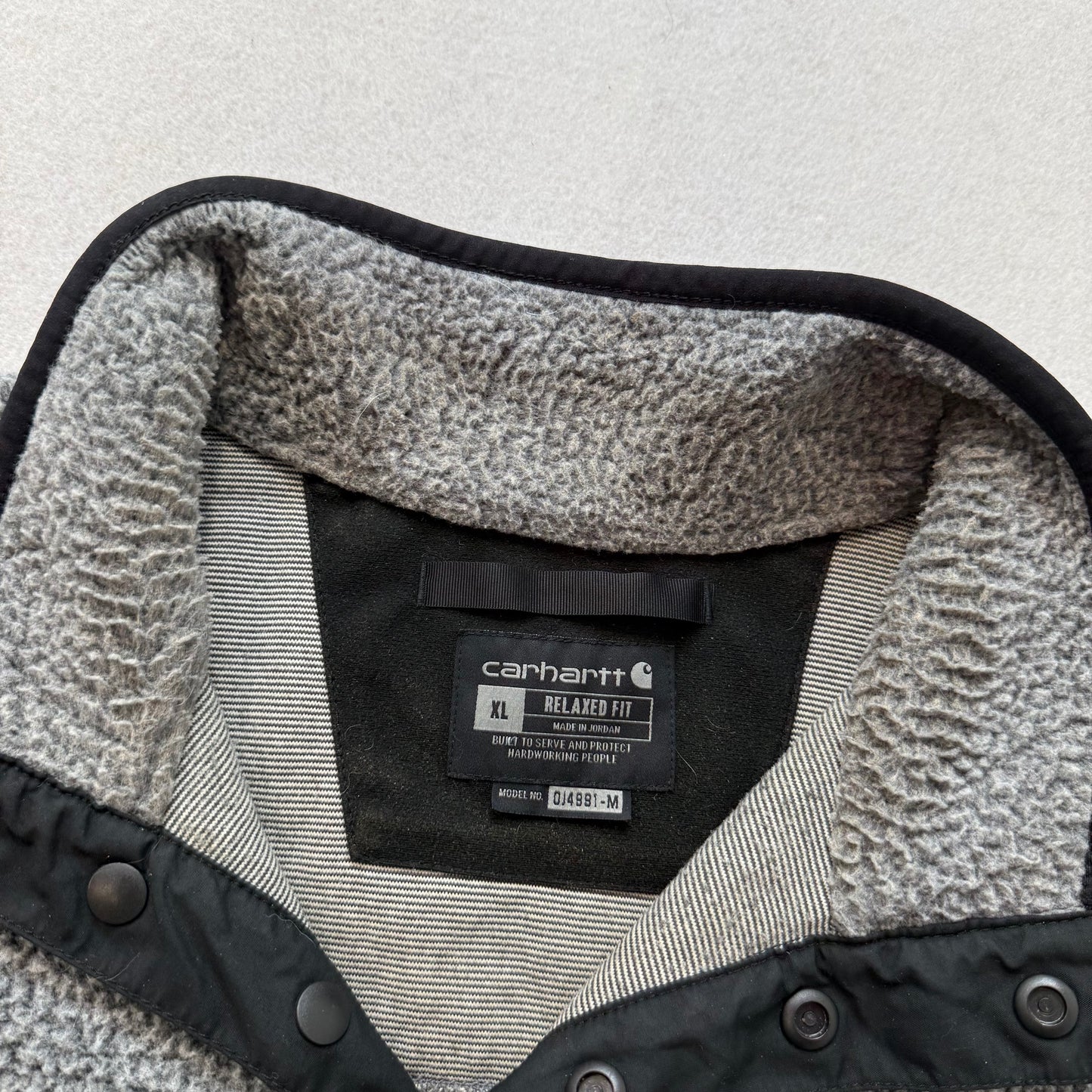 Carhartt Men's Carbon Heather Relaxed Fit Sherpa Quarter-Snap Pullover Size XL