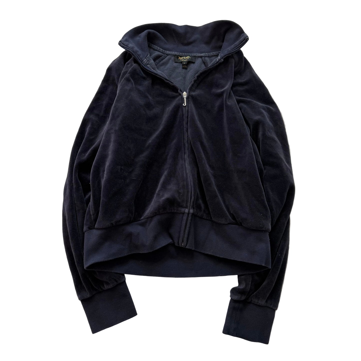 Juicy Couture Women's Navy Velour Full Zip Track Jacket Y2k Black Label Size L