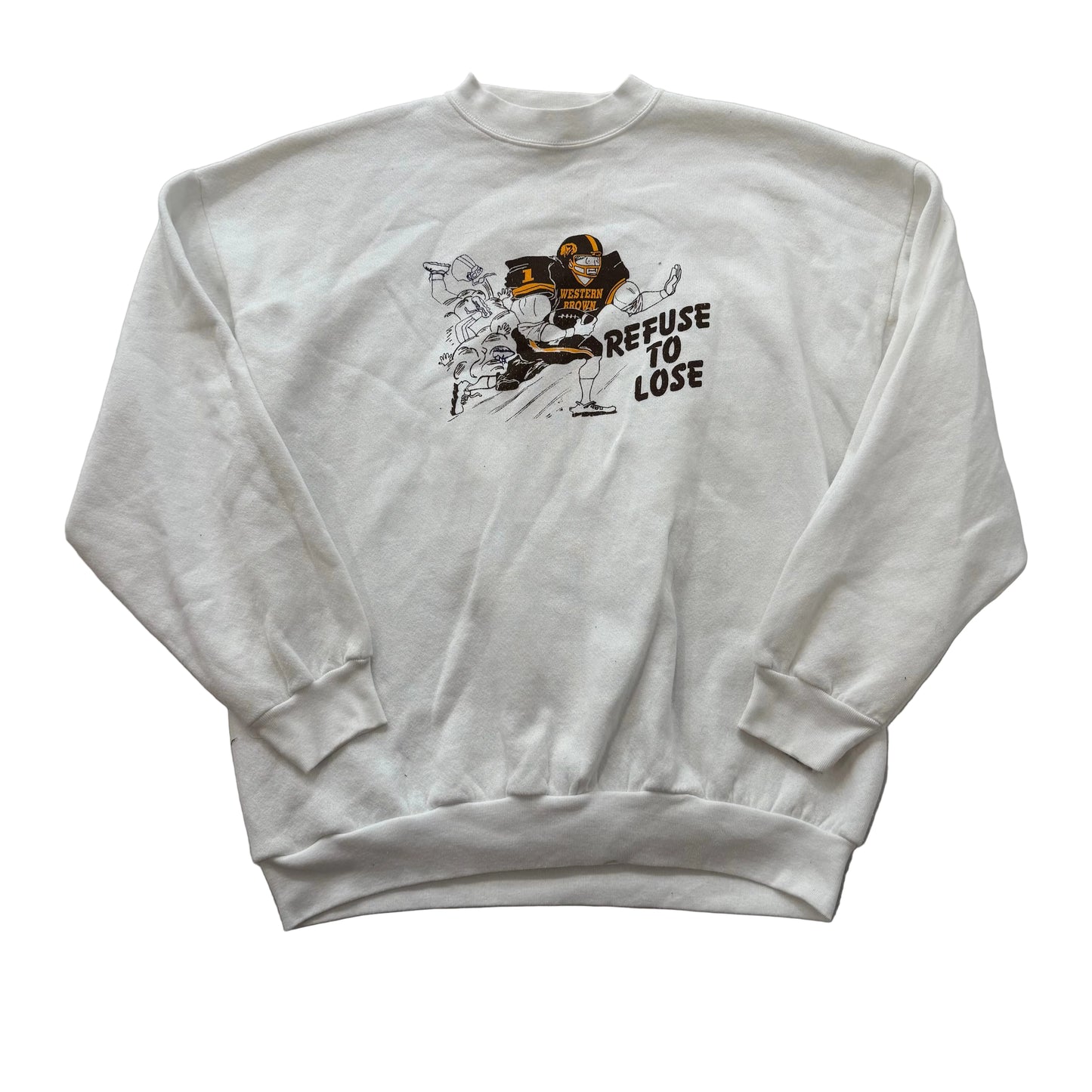 Tultex Mens White Cotton Blend Sweatshirt Long Sleeves Crew Neck Graphic Size XL