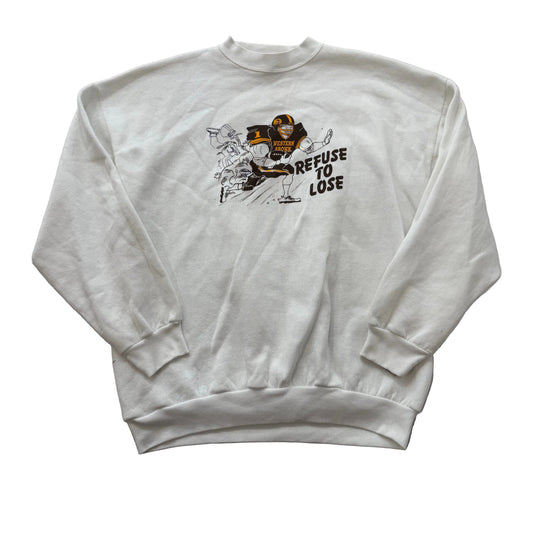 Tultex Mens White Cotton Blend Sweatshirt Long Sleeves Crew Neck Graphic Size XL