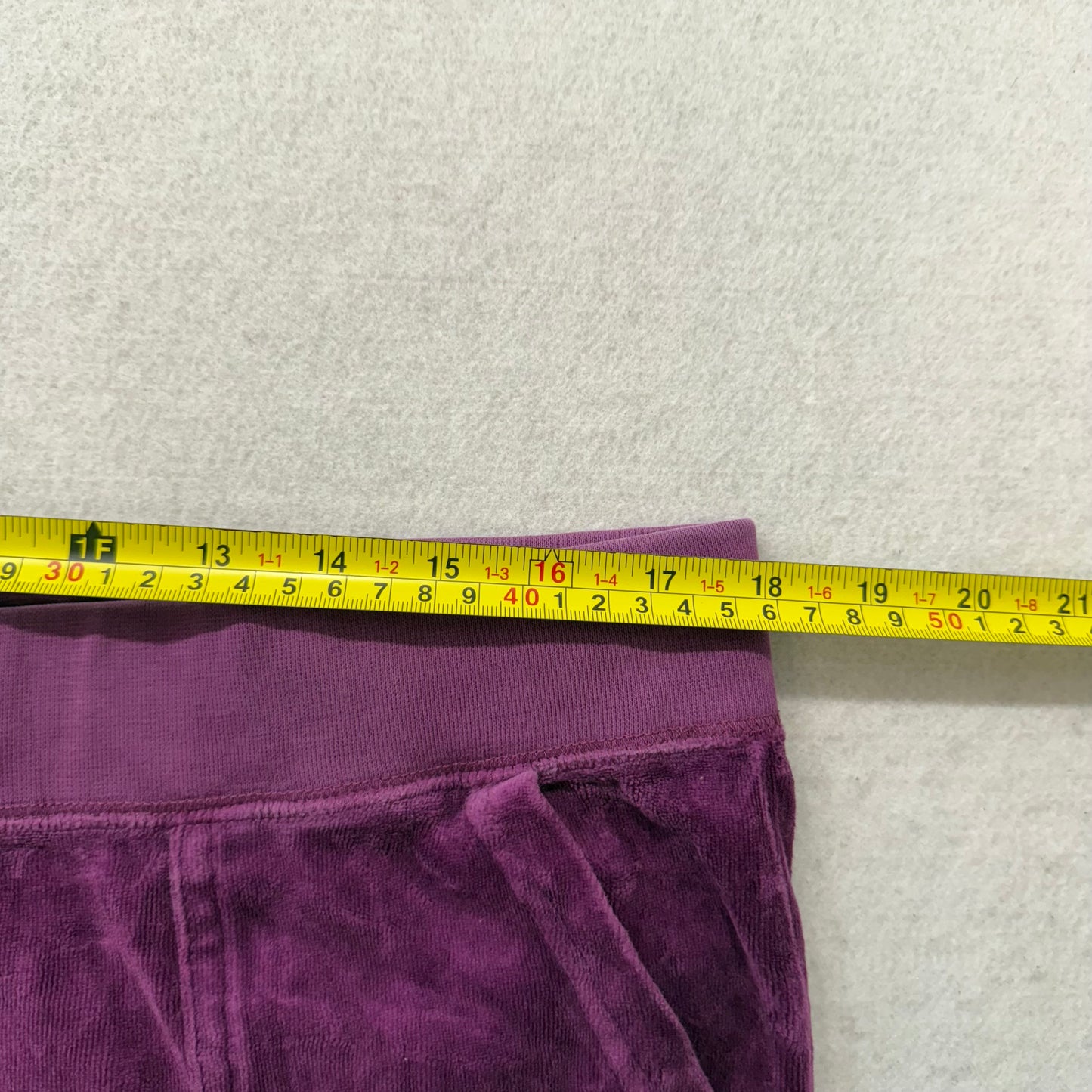 Juicy Couture Women's Plum Velour Flared Track Pant Button-Flap Pockets Size XL