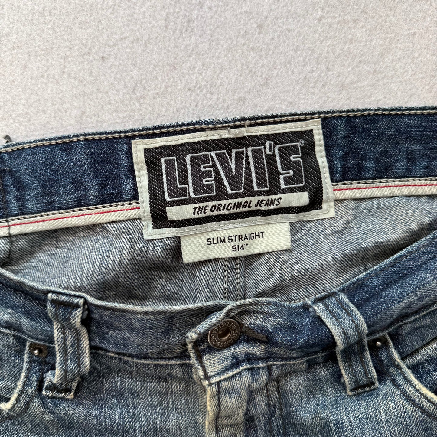 Levis 514 Slim Men's Blue Denim Straight Jeans Medium Wash Zip Fly Size 36W