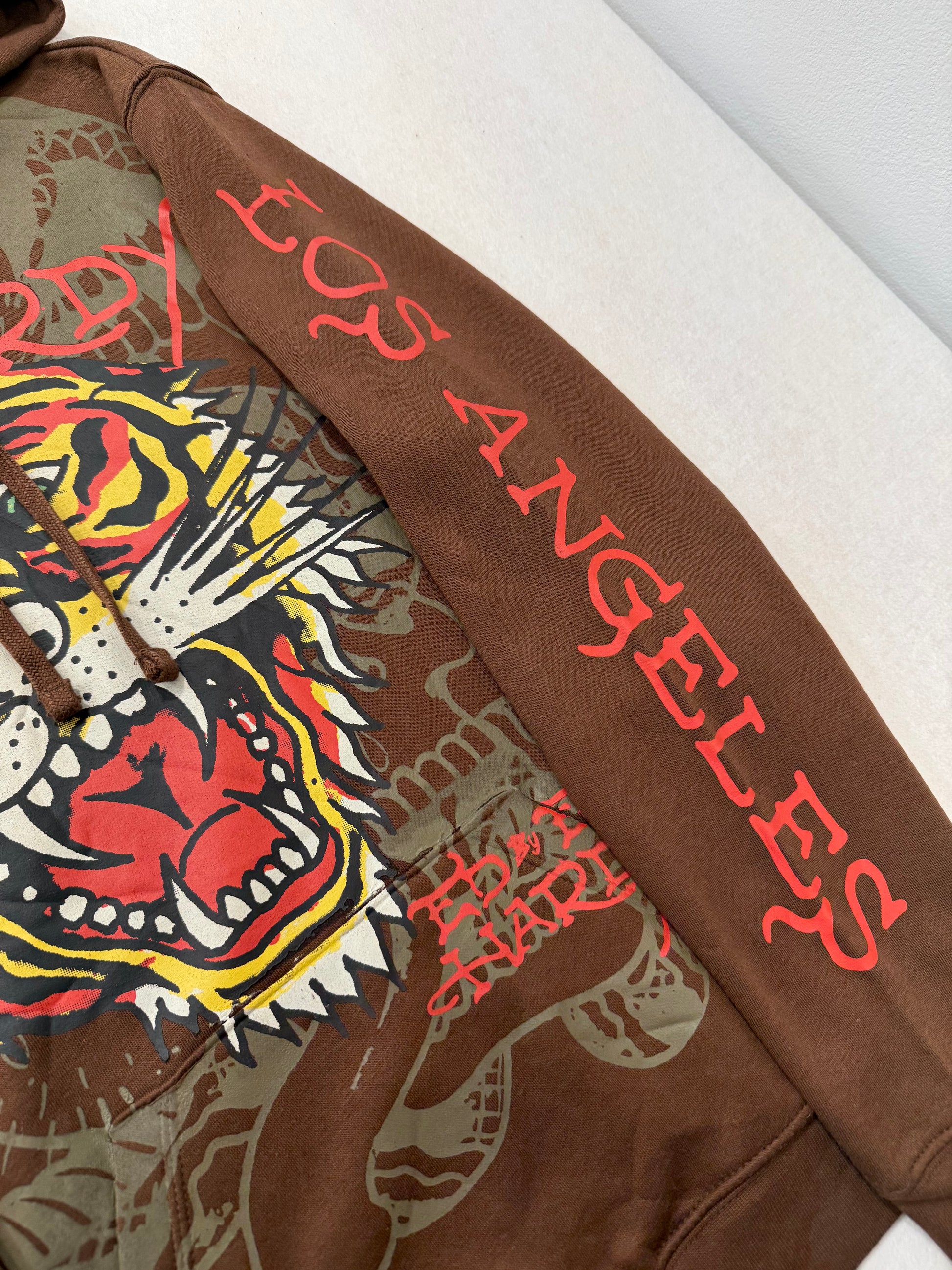 ED HARDY “Tiger Roar” BROWN PULLOVER HOODIE - Clean Curriculums 