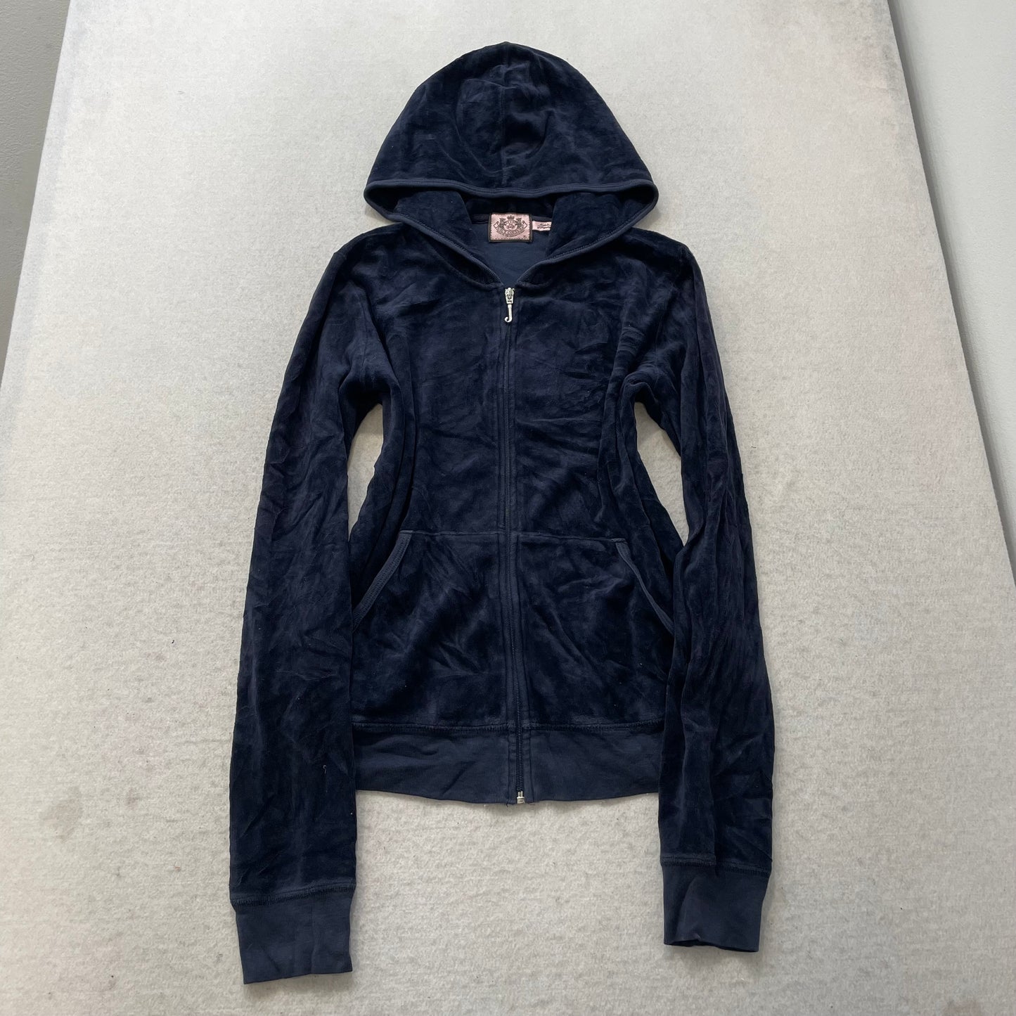 Juicy Couture Scottie Dogs Women Navy Velour Tracksuit Set Hoodie & Pant Size XL