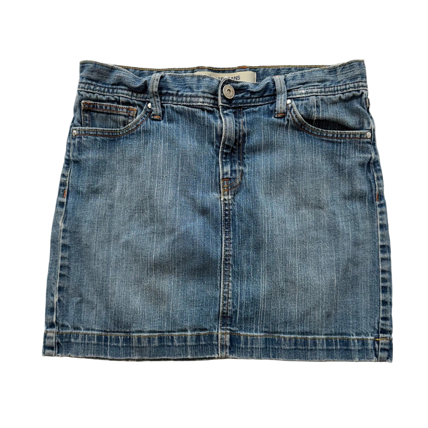 Gap Jeans Women's Blue Denim Straight Cut Mini Skirt Pockets Button Fly Size 8