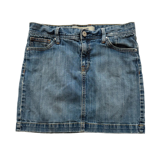 Gap Jeans Women's Blue Denim Straight Cut Mini Skirt Pockets Button Fly Size 8