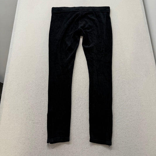 Vintage Juicy Couture Womens Black Velour Straight Leg Track Pant Zip Hem Size S