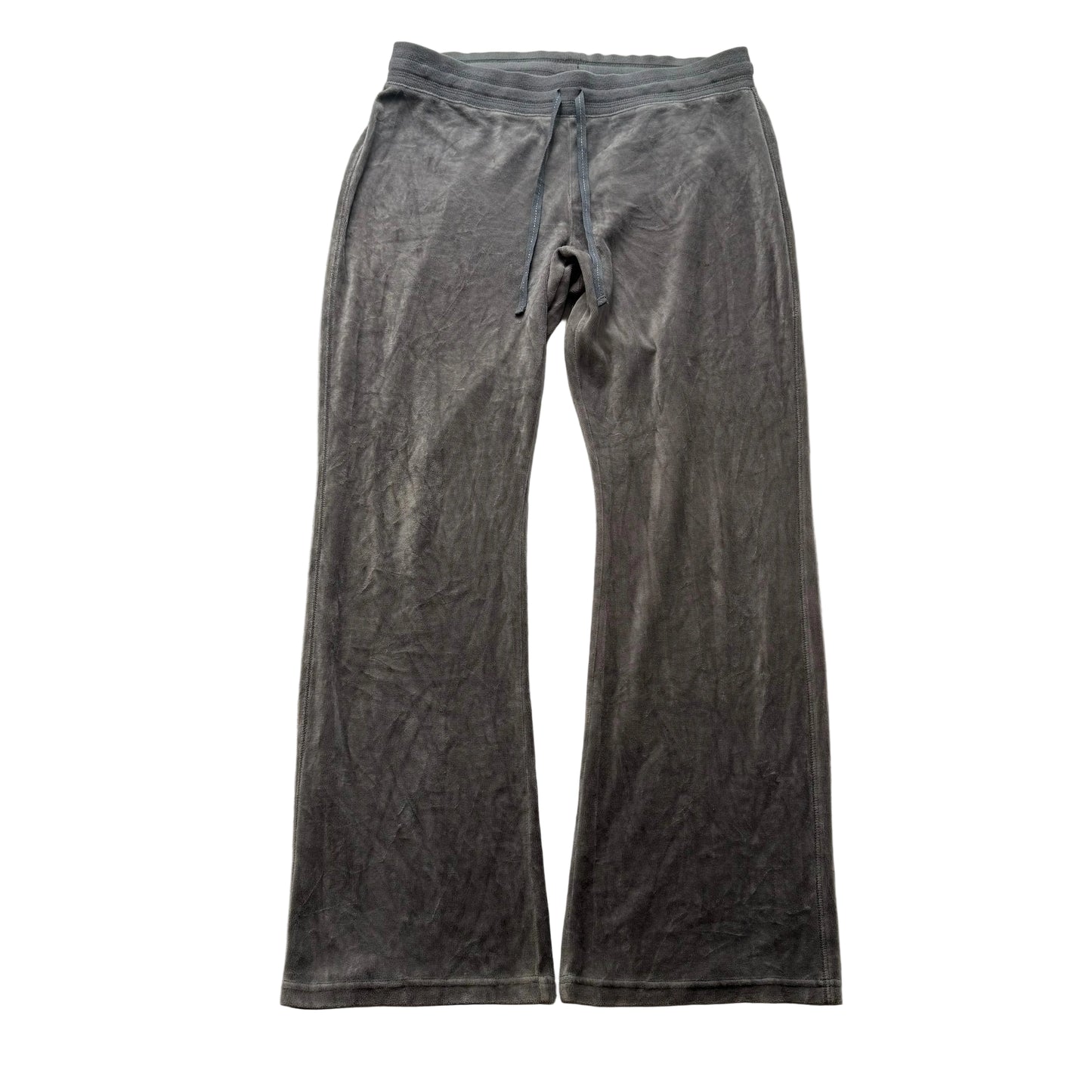 Vintage Juicy Couture Women's Gray Velour Wide Leg Flared Track Pants Y2K Size L