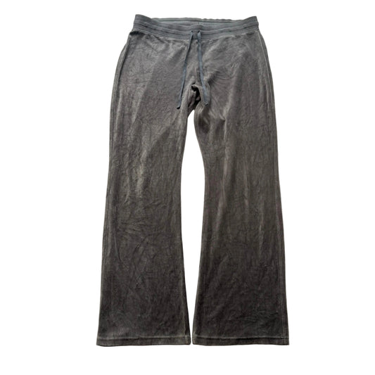 Vintage Juicy Couture Women's Gray Velour Wide Leg Flared Track Pants Y2K Size L
