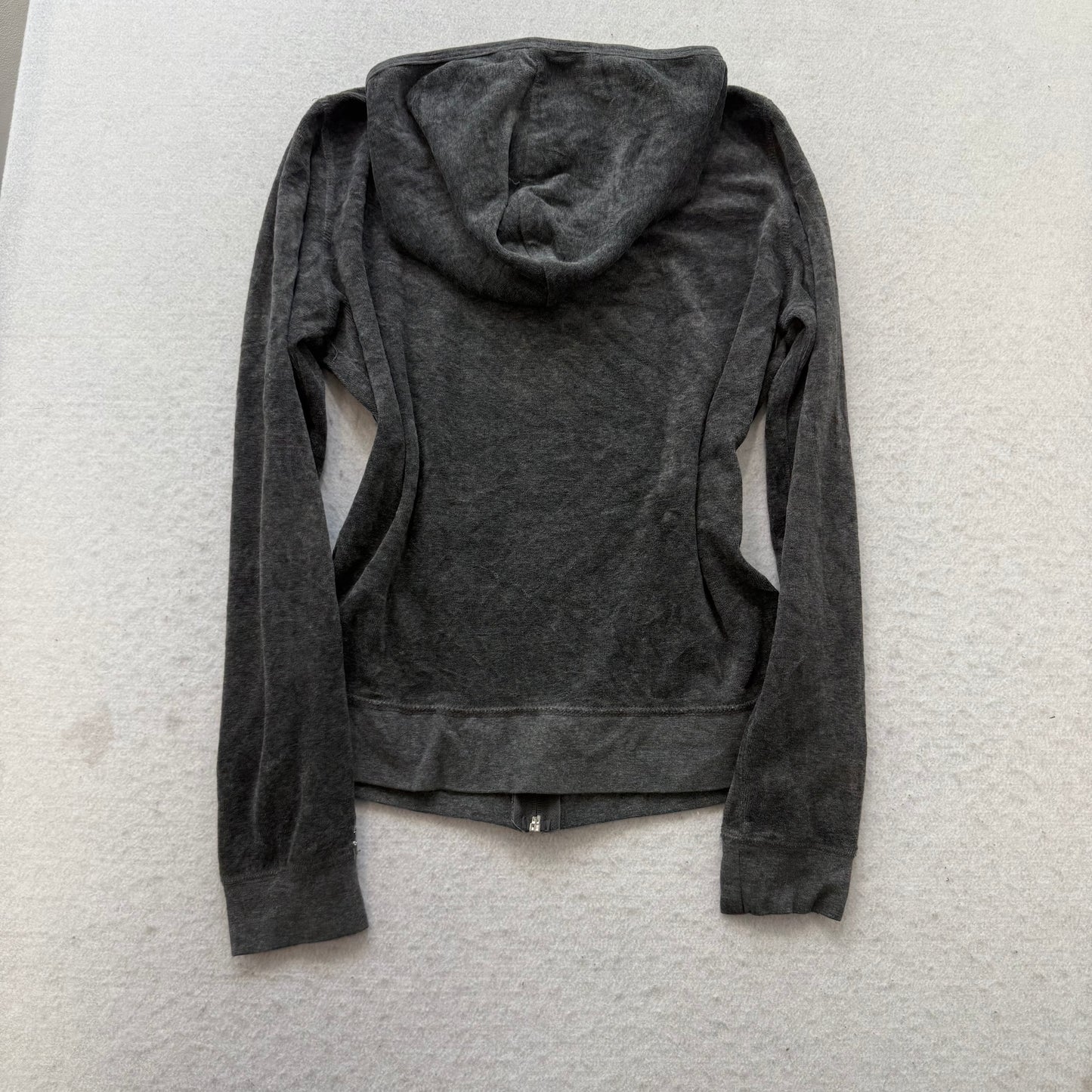 Juicy Couture Women's Charcoal Gray Velour Tracksuit Set Hoodie & Pants Size M