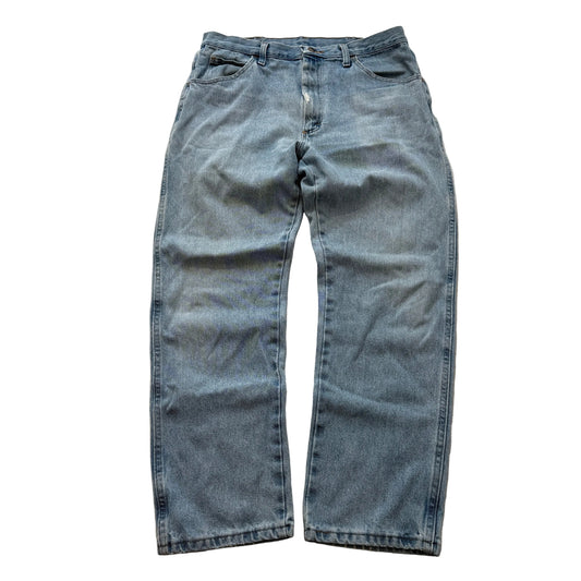 Rustle Men's Blue Baggy Denim Jeans Zip-Fly Pockets Y2K Classic Fit Size 36x34