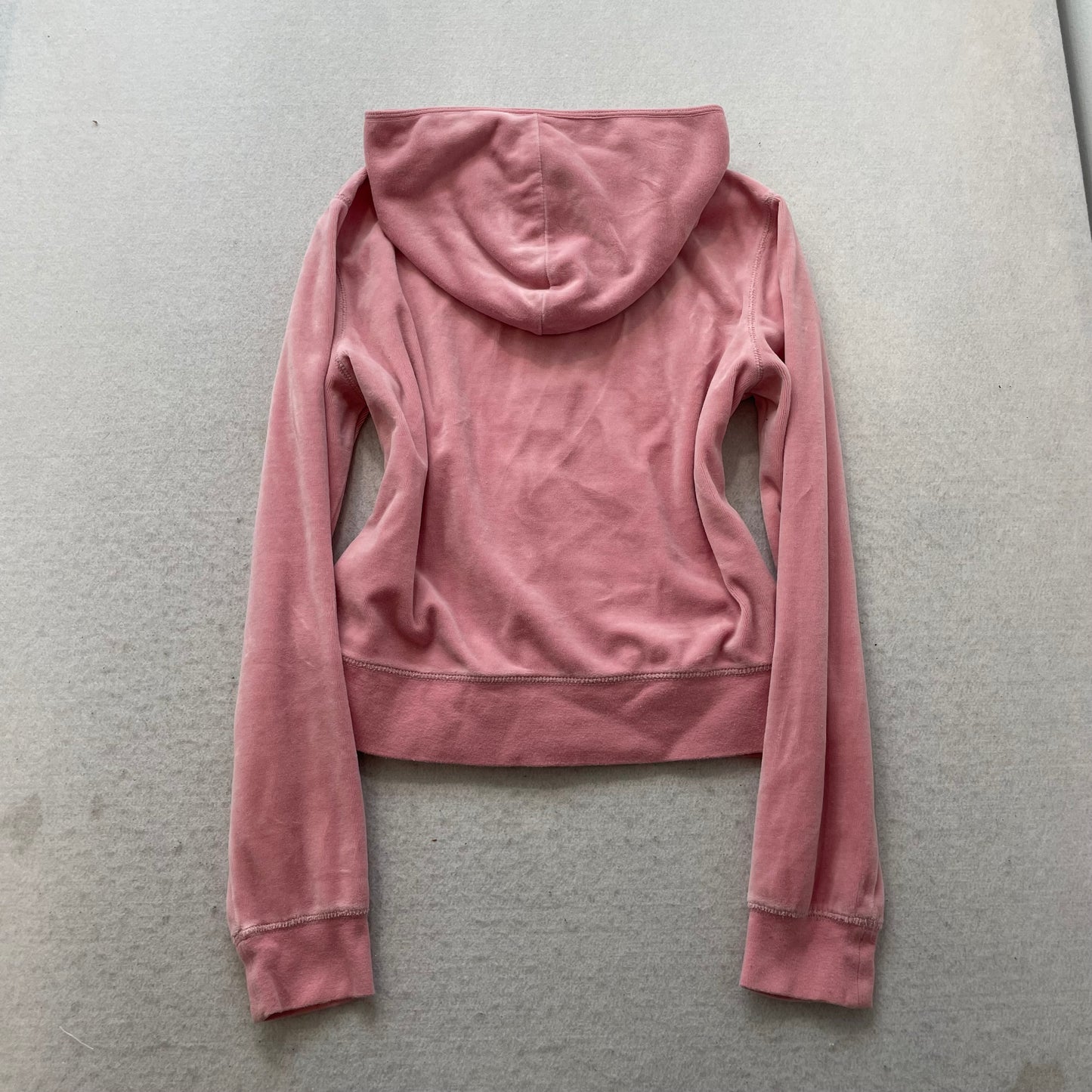 Vintage Juicy Couture Women's Pink Velour Full Zip Hoodie Pockets Casual Size S