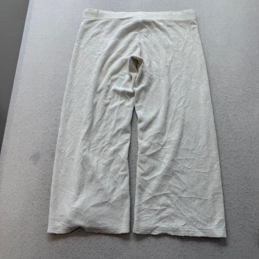 2003 Vintage Juicy Couture Women's White Terrycloth Flared Track Pant Y2K Size L