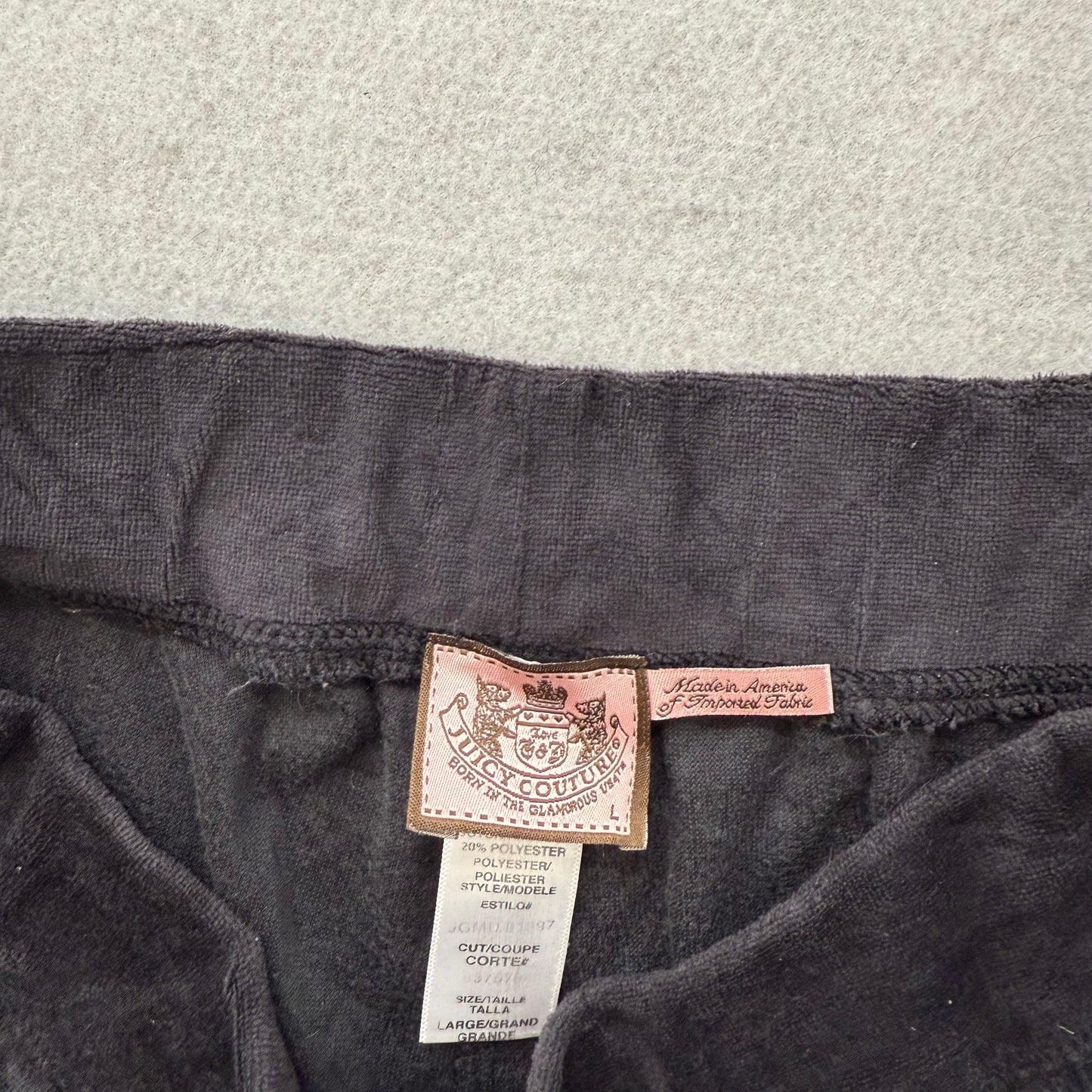Vintage Juicy Couture Black Velour Flared Track Pant Loungewear Low Rise Size L