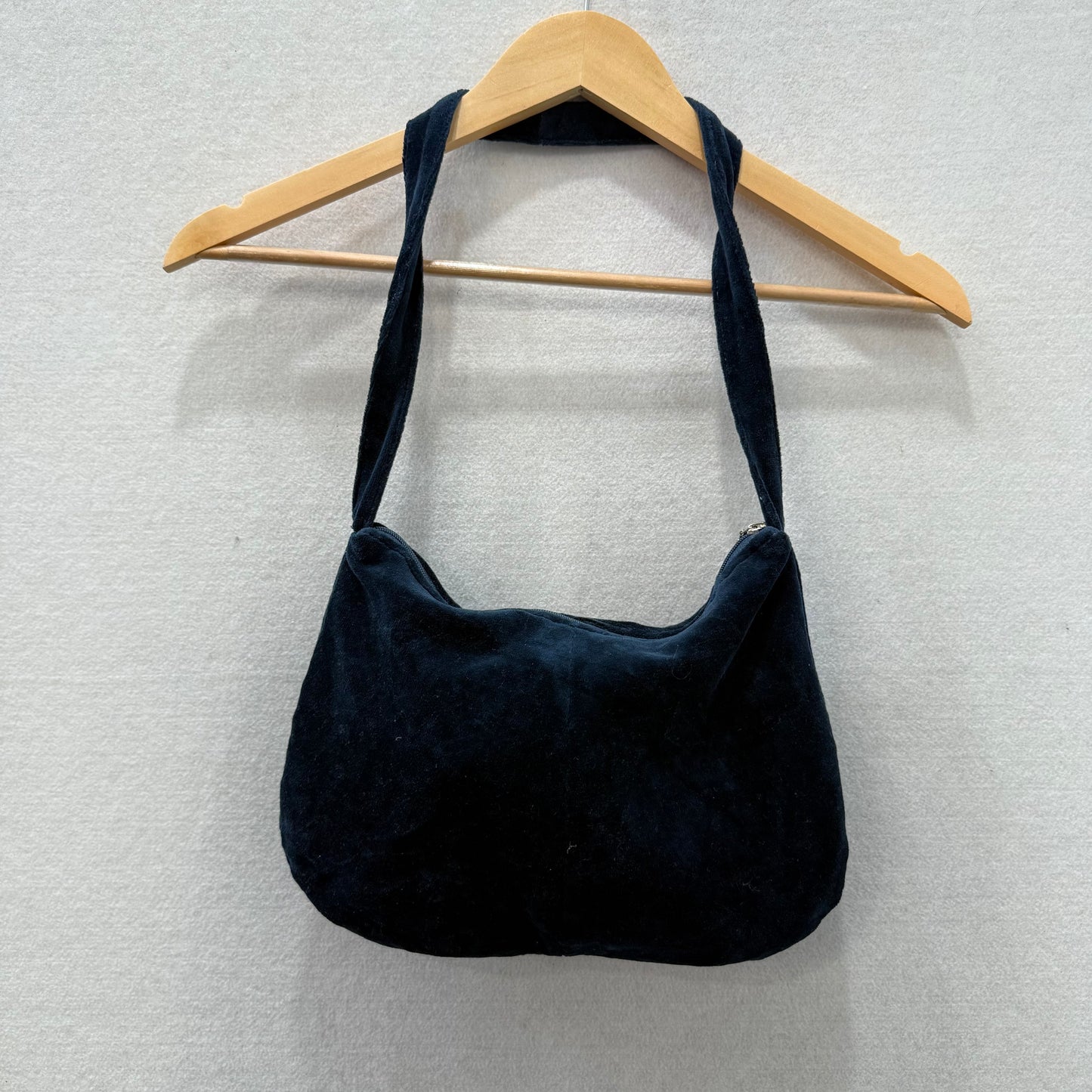 Juicy Couture Midnight Women's Black Velour Embroidered Shoulder Strap Hobo Bag