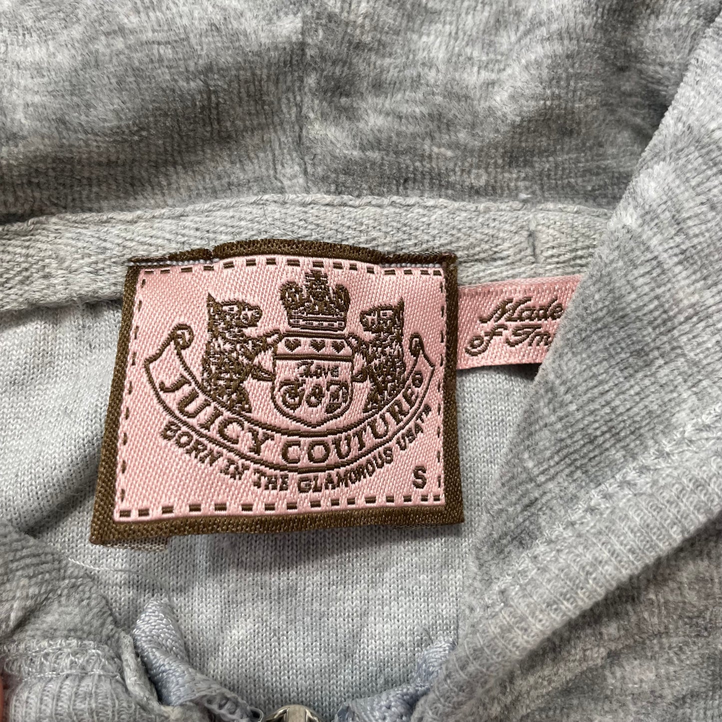 Vintage Juicy Couture Scottie Dogs Womens Gray Velour Hoodie Rhinestones Size S