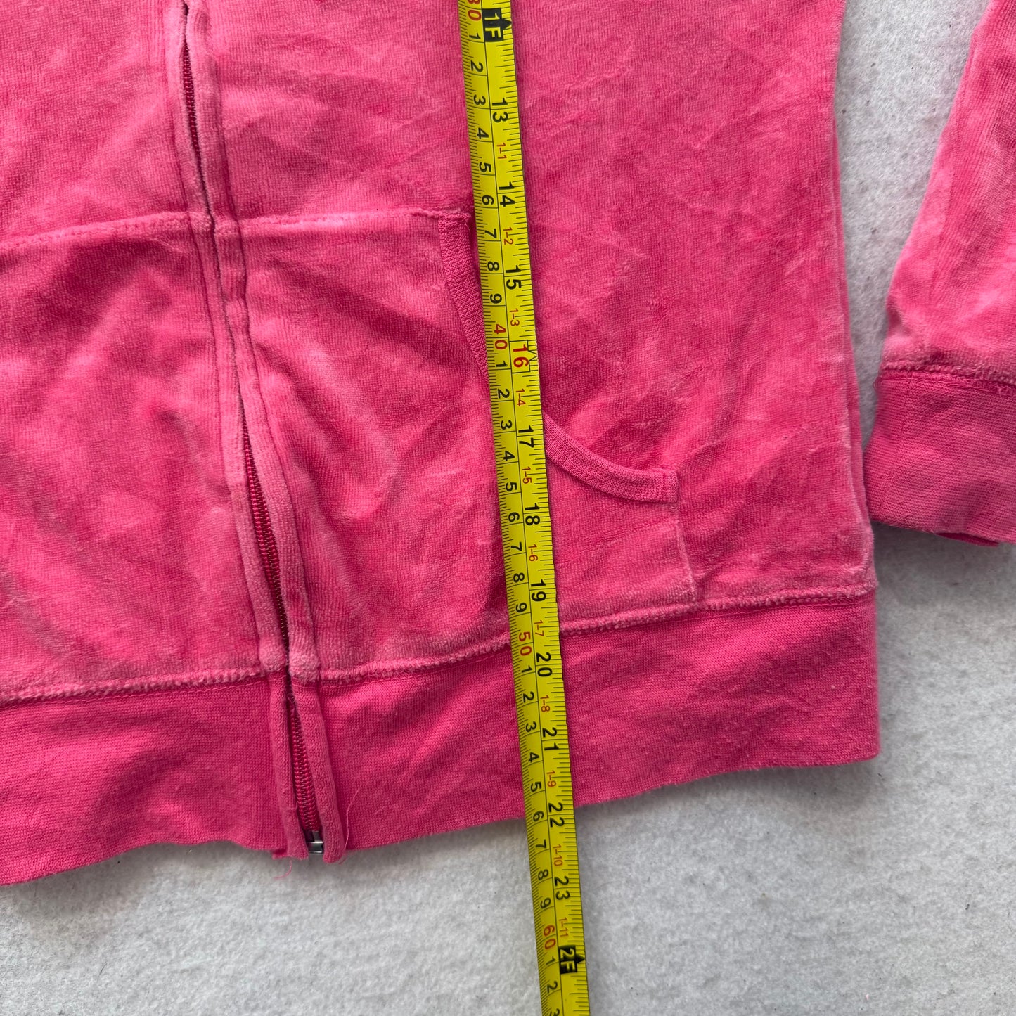 Juicy Couture Women's Pink Velour Full Zip Hoodie Rhinestones Logo Preppy Size M