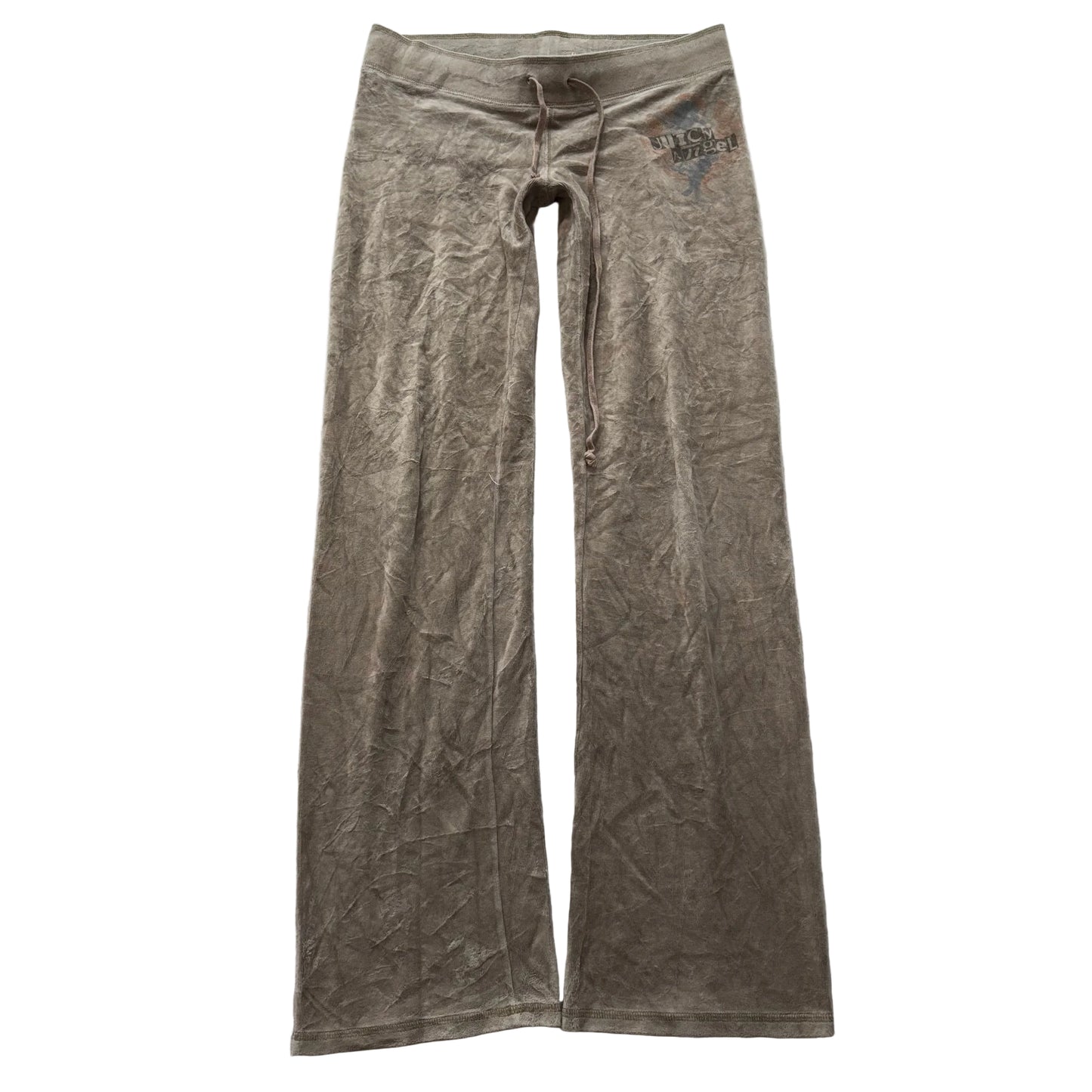 Juicy Couture “Juicy Angel“ Women Light Mushroom Velour Flared Track Pant Size P