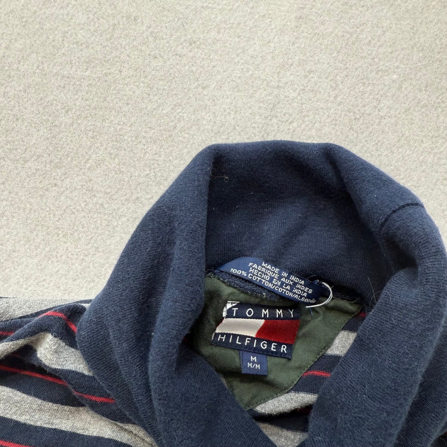 Tommy Hilfiger Men's Nautical Colors Striped Cotton Jersey Turtleneck Y2K Size M
