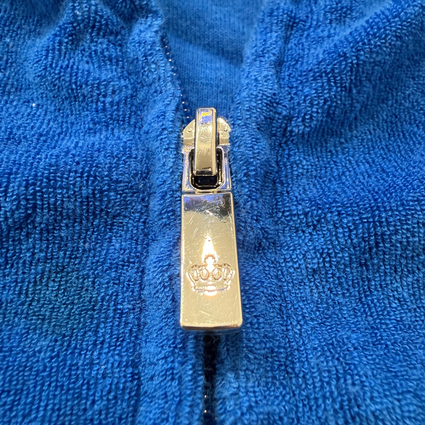 Juicy Couture Women's Royal Blue Velour Zip-Up Jacket Pockets Classic Size 3X