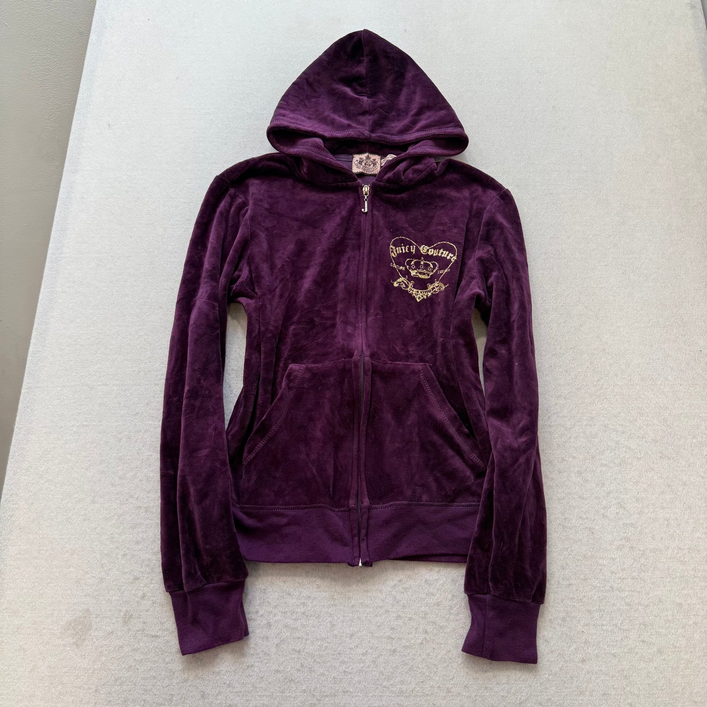 Juicy Couture Women's Deep Purple Zip-Up Hoodie & Pants Tracksuit Set Size L