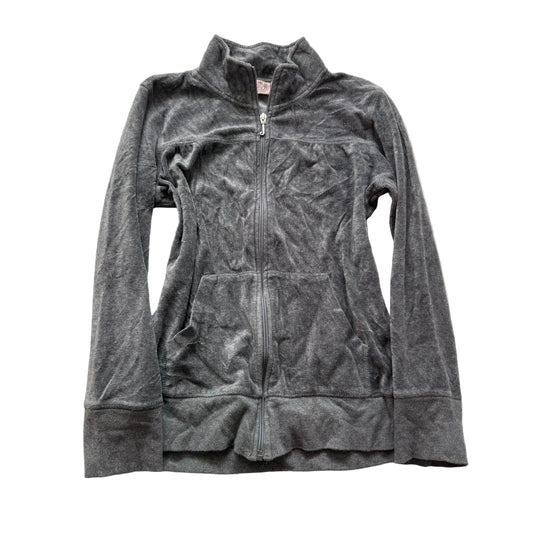 Vintage Juicy Couture Womens Deep Gray Velour Zip-Up Track Jacket Classic Size L