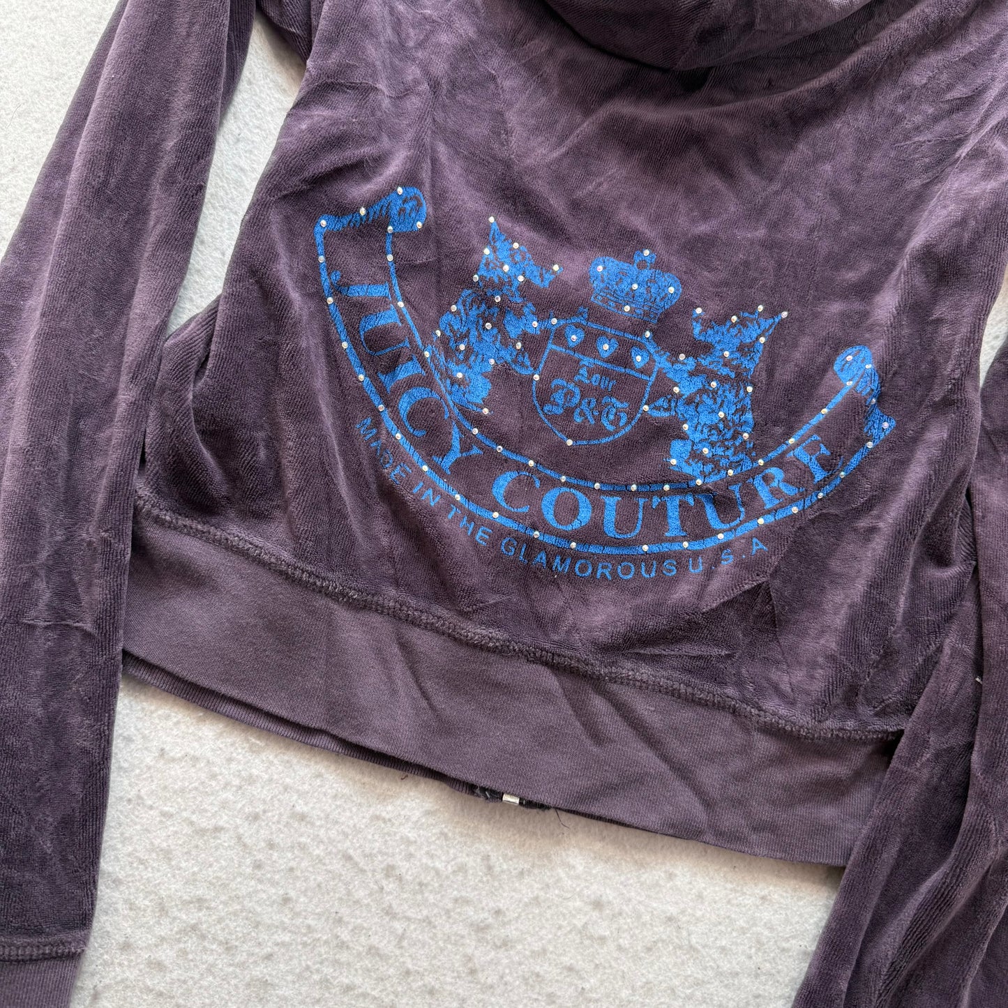Juicy Couture Scottie Dogs Women's Charcoal Gray Velour Full Zip Hoodie Size XL