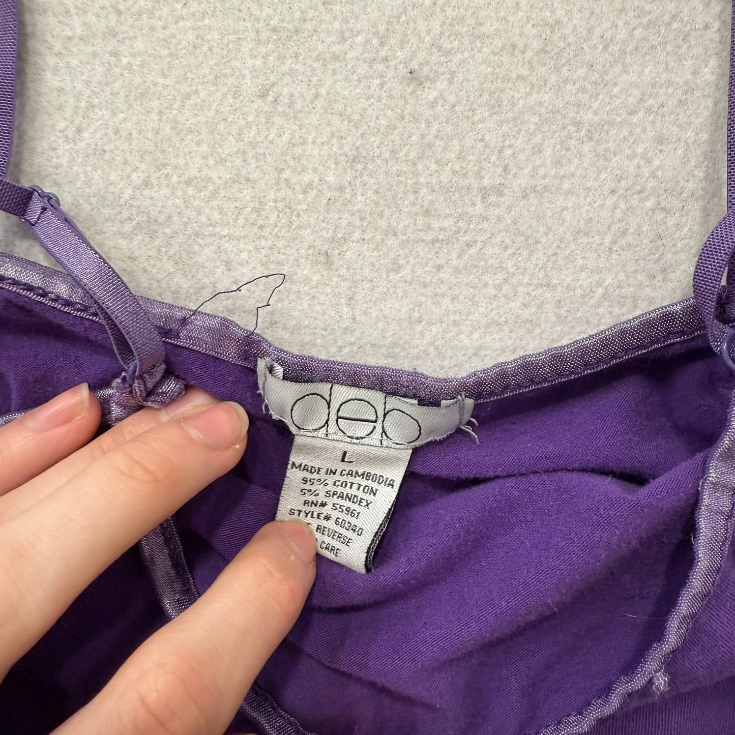 Deb Women's Royal Purple Cotton Camisole Tank Top Spaghetti Straps Cami Size L