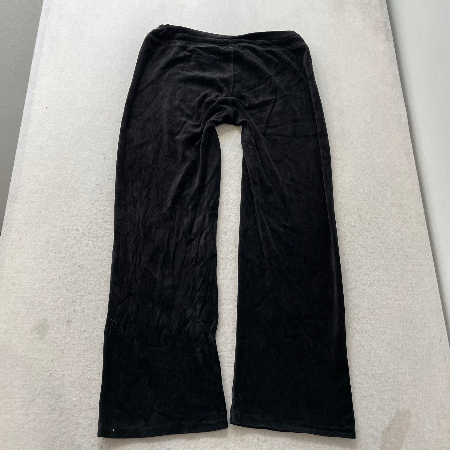Vtg Juicy Couture Women's Black Velour Tracksuit Set Hoodie & Flared Pant Size L