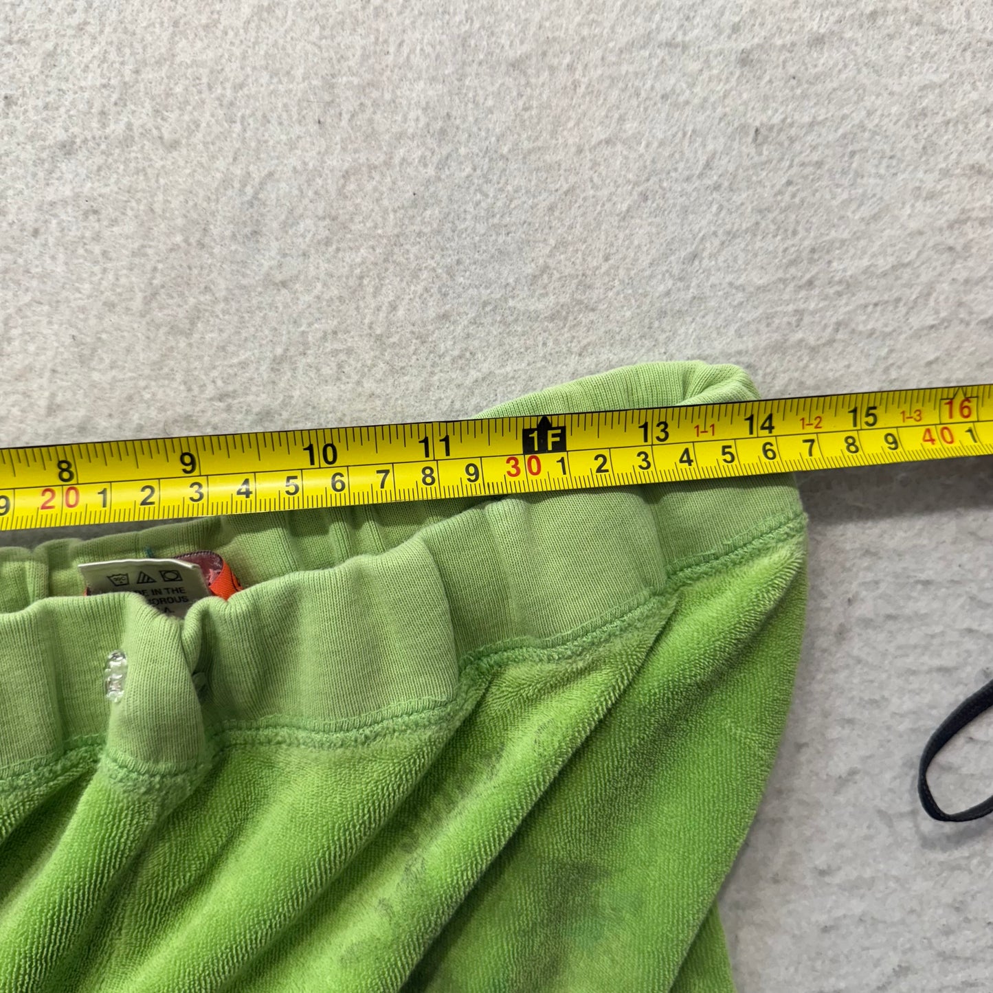 2003 Vtg Juicy Couture Women's Apple Green Terry Cloth Flared Track Pants Size P
