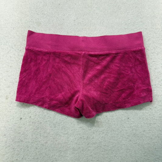 Juicy Couture Women's Hot Pink Terry Cloth Micro Shorts Drawstring Logo Size M