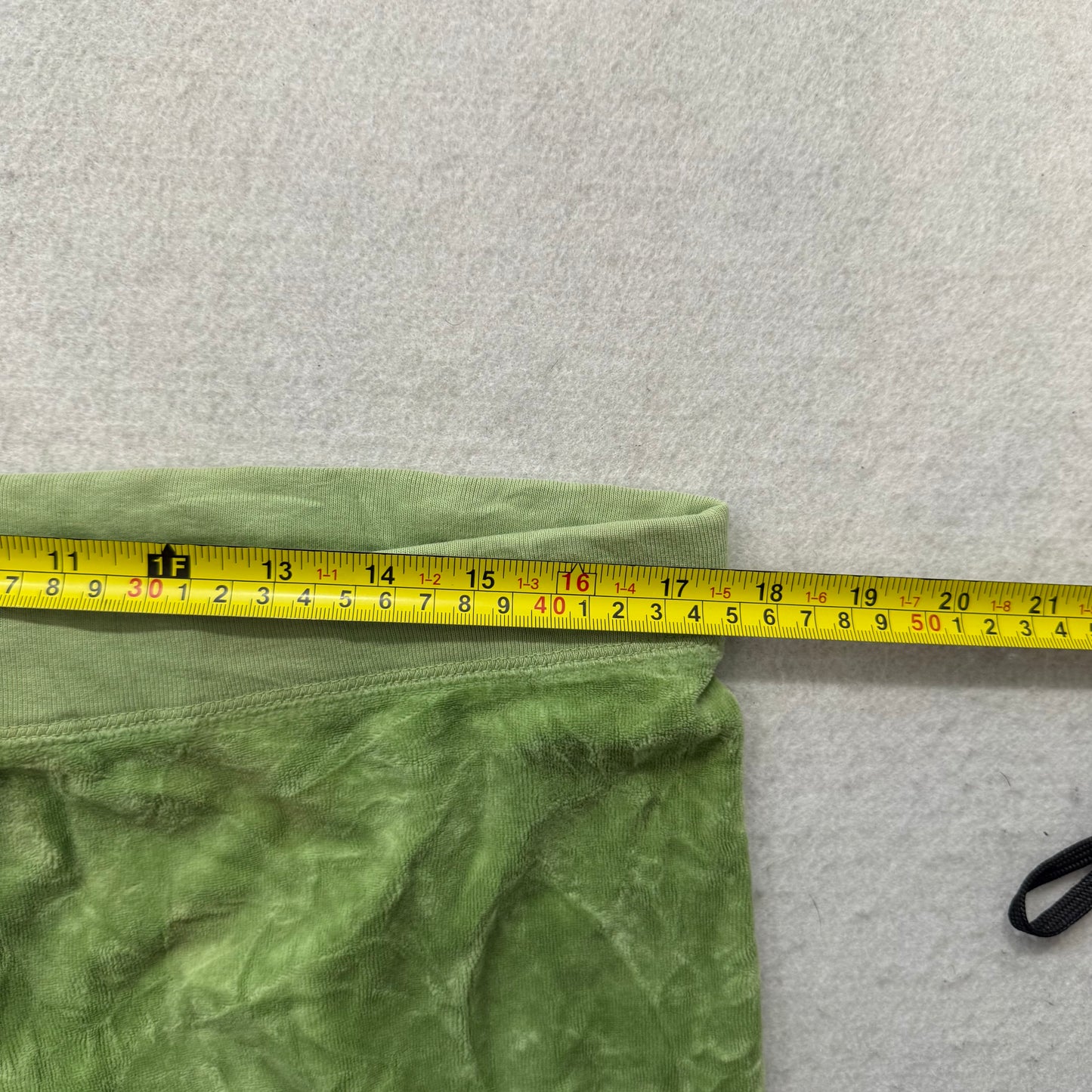 Vintage Juicy Couture Women Apple Green Velour Flared Track Pant Low Rise Size L