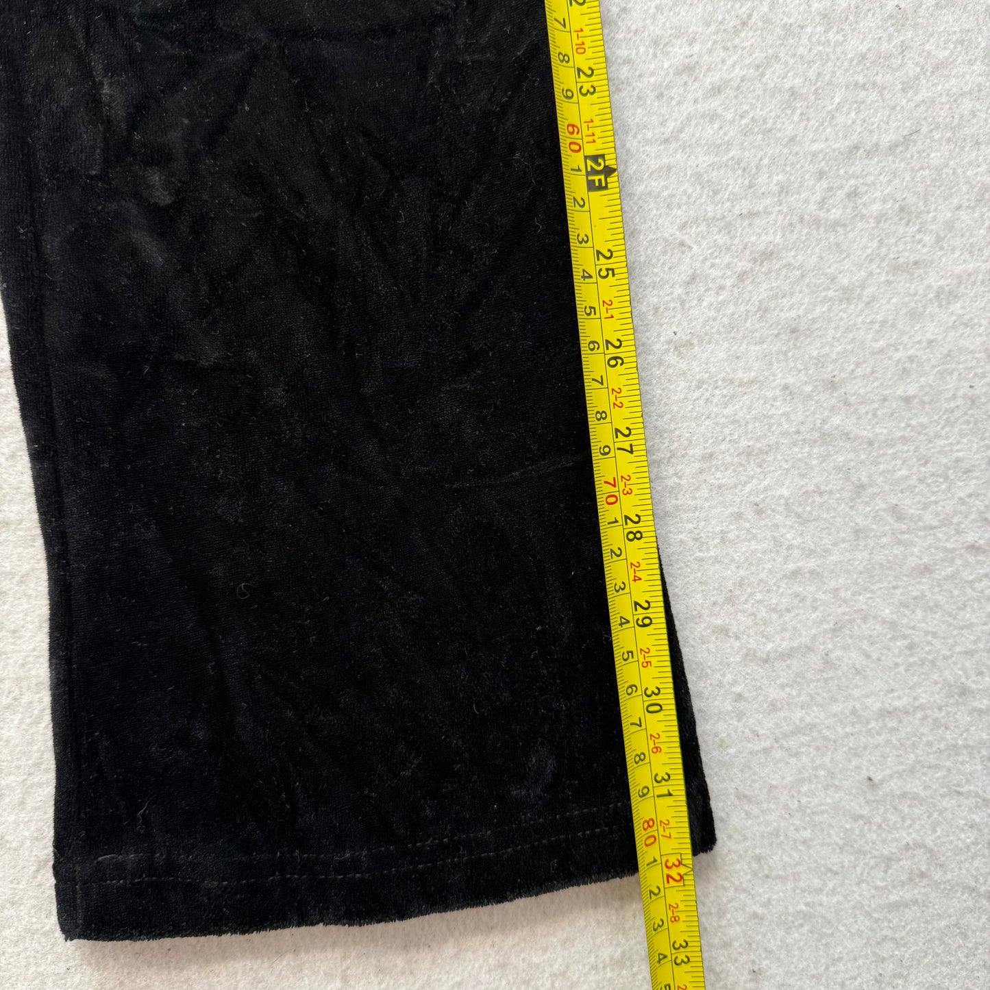 Juicy Couture Women's Black Velour Flared Track Pant Back Snap Pockets Size M