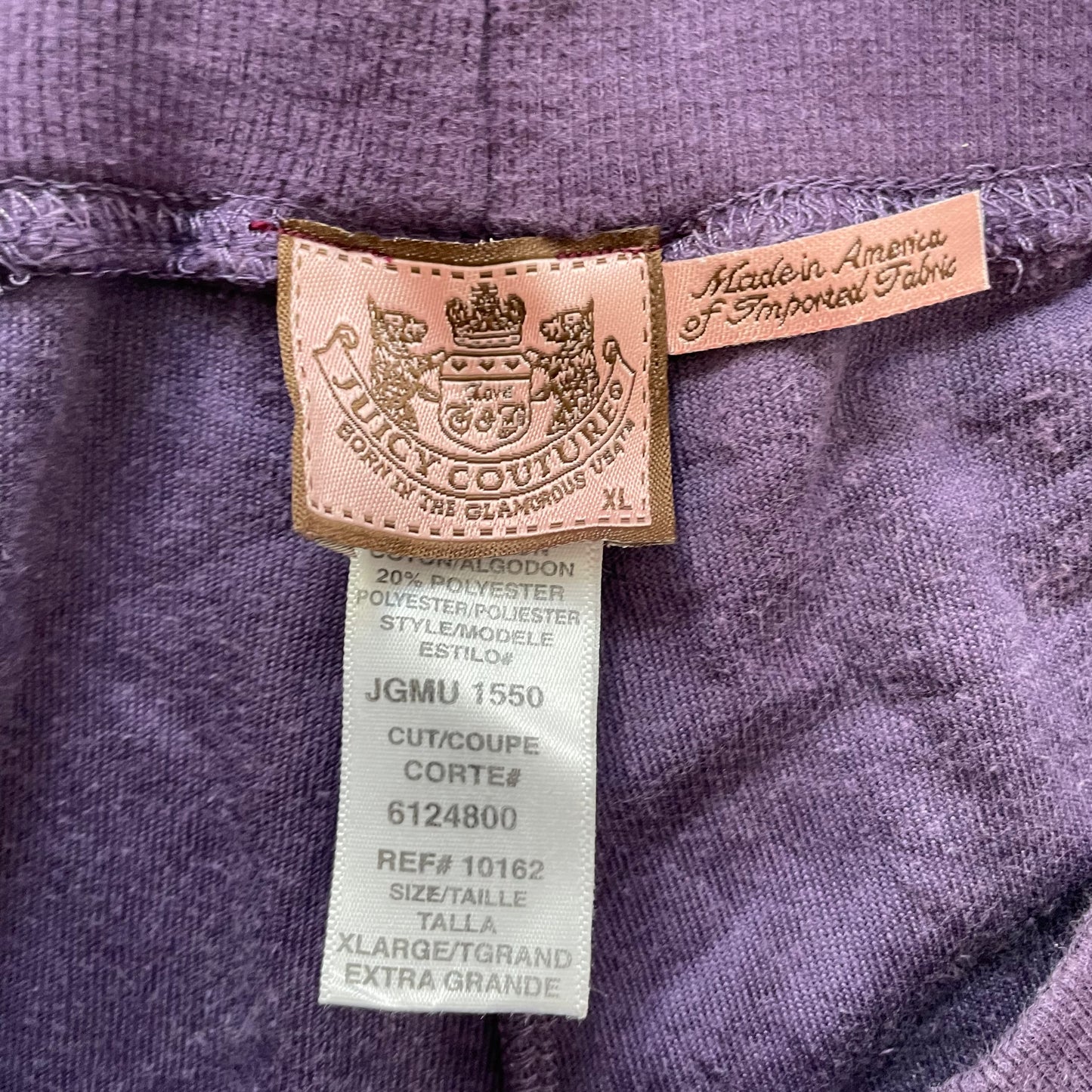 Juicy Couture Women's Deep Purple Velour Flared Leg Track Pant Drawstring Size L