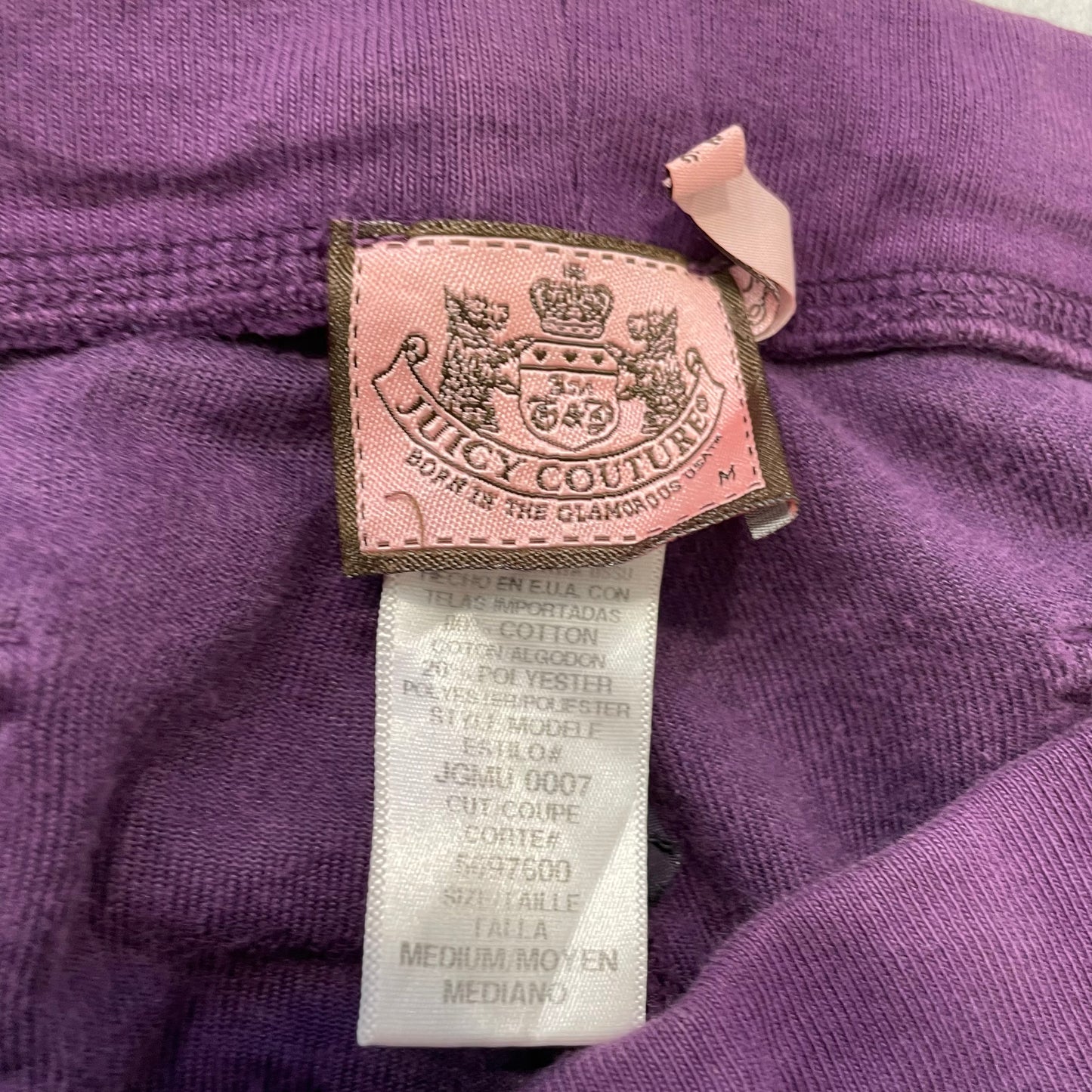 Juicy Couture Women's Purple Velour Flared Leg Track Pants Back Flap Pockets - M