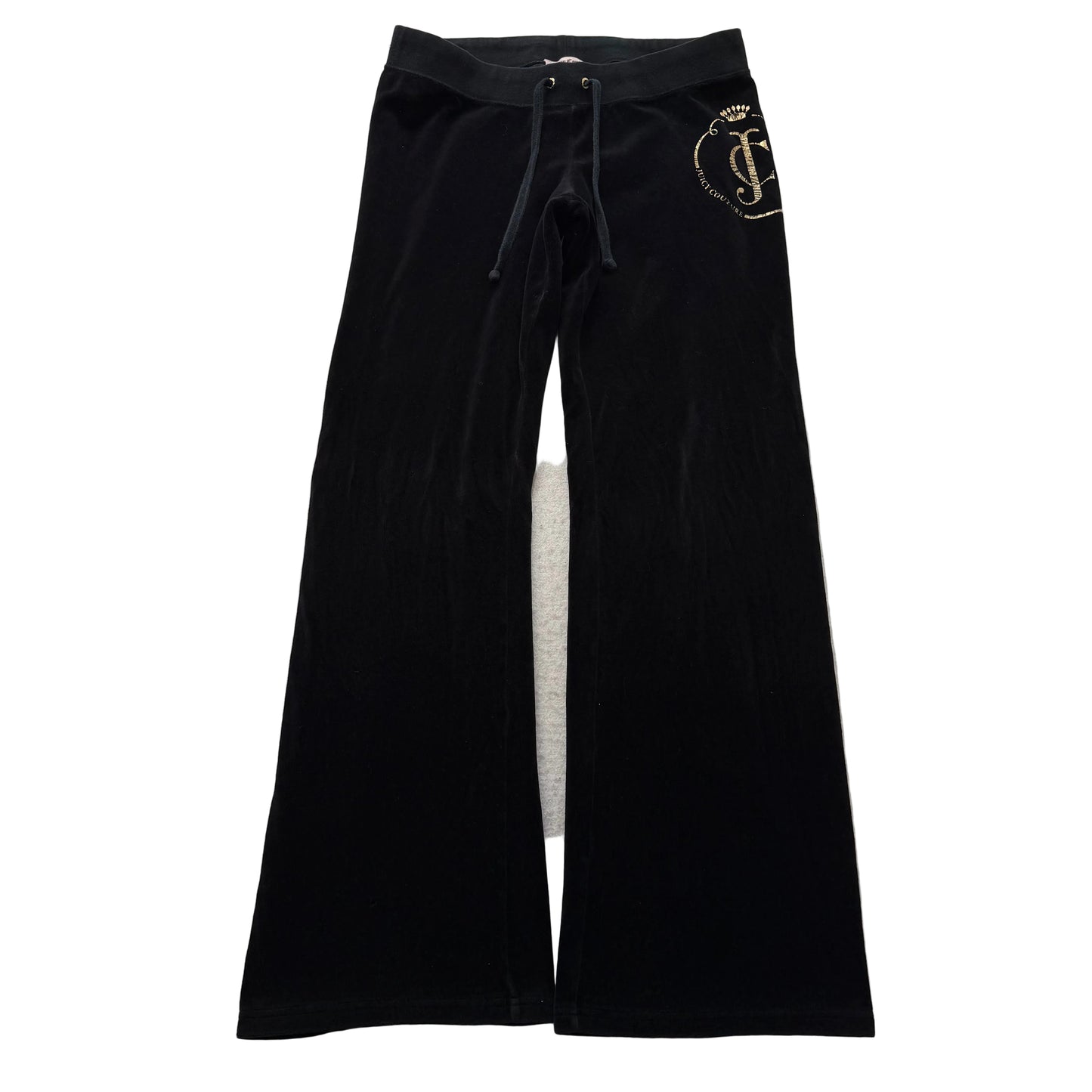 Juicy Couture Women's Jet Black Velour Flared Track Pant Loungewear Logo Size M