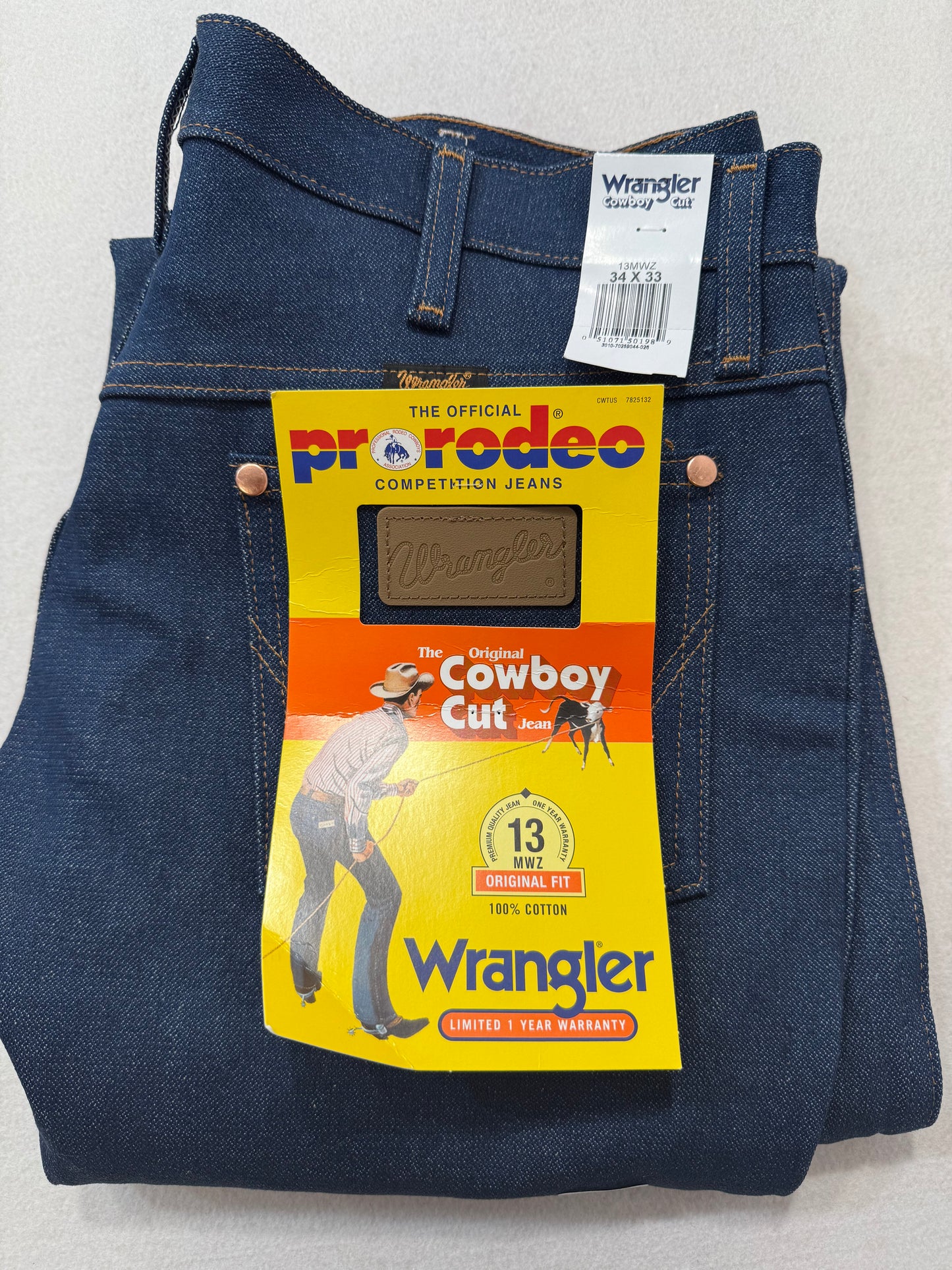 WRANGLER Original Cowboy Cut 13MWZ 100% Cotton Jeans 34x33 - Clean Curriculums 