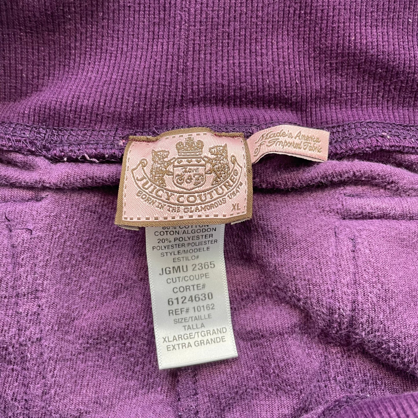Juicy Couture Womens Deep Purple Velour Flared Leg Track Pant Drawstring Size XL
